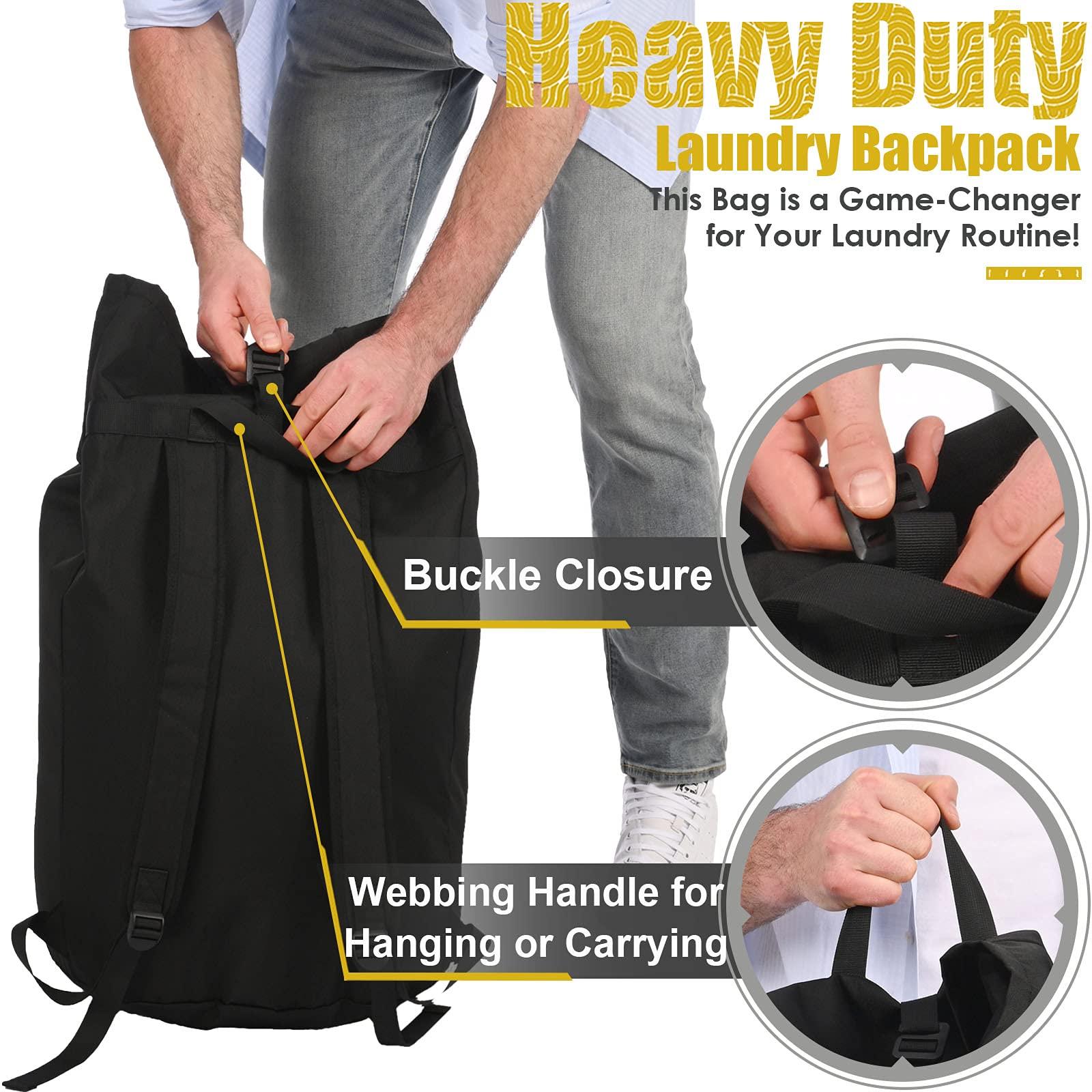 Backpack Laundry Bag, 115L Heavy Duty Extra Large College Laundry Backpack, Dirty Clothes Bag with Shoulder Straps, Laundry Hamper Bag with Drawstring Closure for College Dorm, Apartment, Laundromat - Image 5