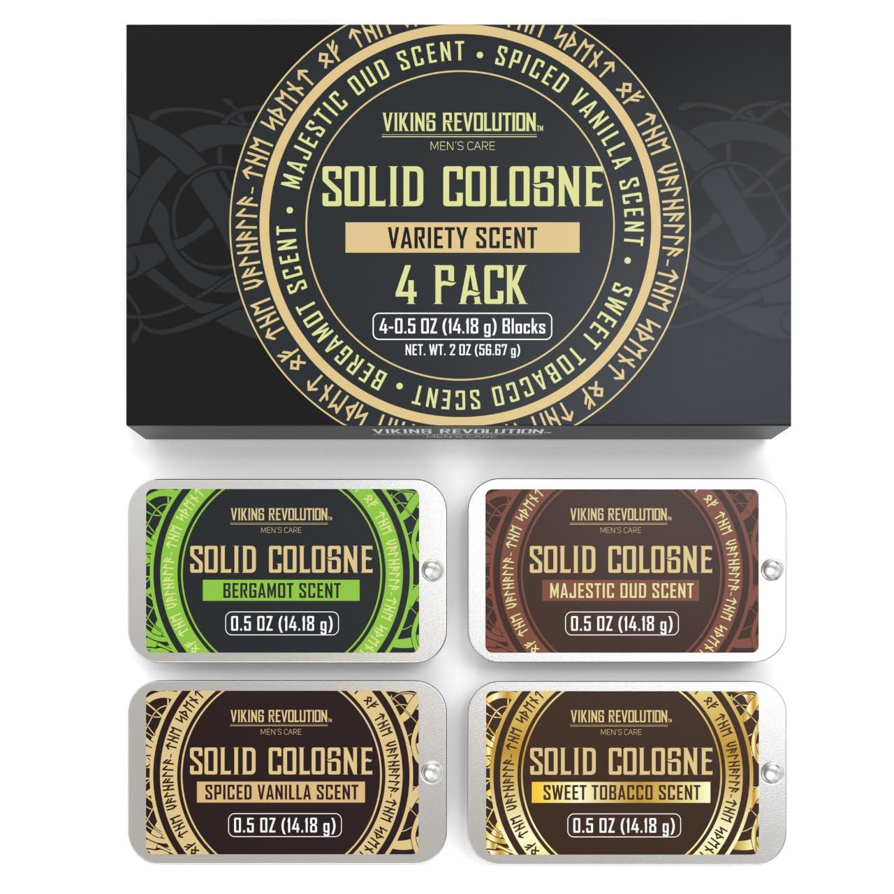 Viking Revolution 4 Pack Mens Colognes - 0.5 Oz Solid Perfume with Spiced Vanilla, Sweet Tobacco, Majestic Oud, Bergamot - Travel Wax Balm Cologne - Image 8