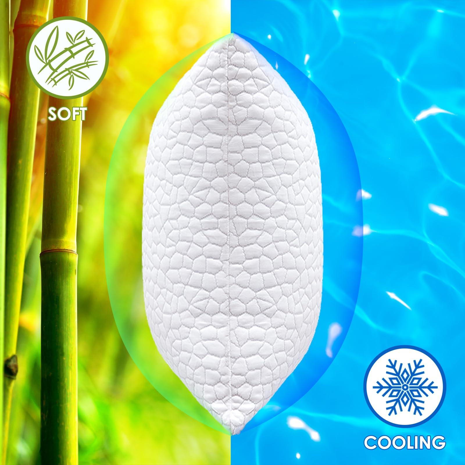 SUPA MODERN Cooling Bed Pillows for Sleeping 2 Pack Shredded Memory Foam Pillows Queen Size Set of 2, Adjustable Cool Pillow for Side Back Stomach Sleepers Luxury firm Gel Pillows for Neck Pain Relief - Image 4