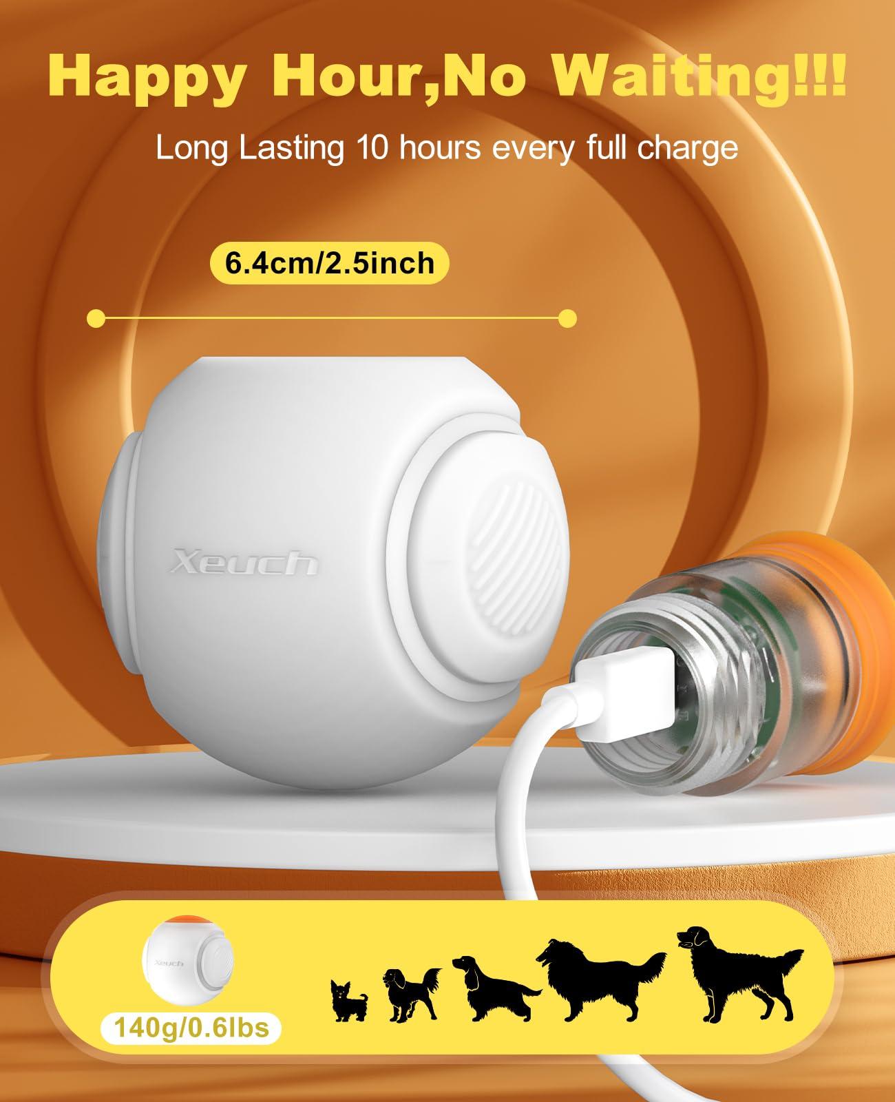 Xeuch LED Dog Ball Rechargeable, Light Up Dog Ball Toys, Bounce-Activated Durable Fetch Ball, Natural Rubber, Unique Scent, 2.5 inches, for Small & Medium Dogs (Orange) - Image 5