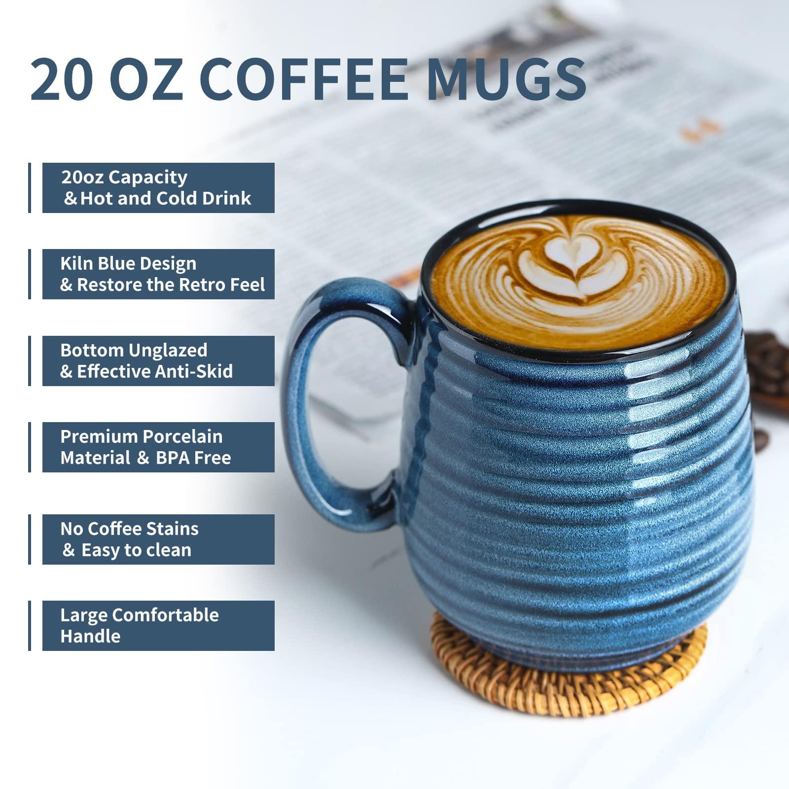 Hasense Coffee Mug, 20 oz Ceramic Coffee Cup for Men and Women, Large Coffee Mug for Latte Coffee Tea Soup for Office and Home, Dishwasher and Microwave Safe, 1 PCS (Blue) - Image 4