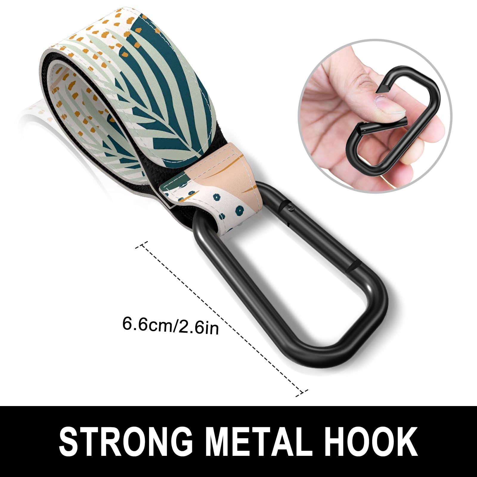 Gukeniu Baby Stroller Hooks for Hanging Bags, Universal Stroller Clips Accessories, Mommy Hook for Diaper Bag, Shopping Cart, Purse, Backpack - 2 Pack, Abstract Leaf - Image 2