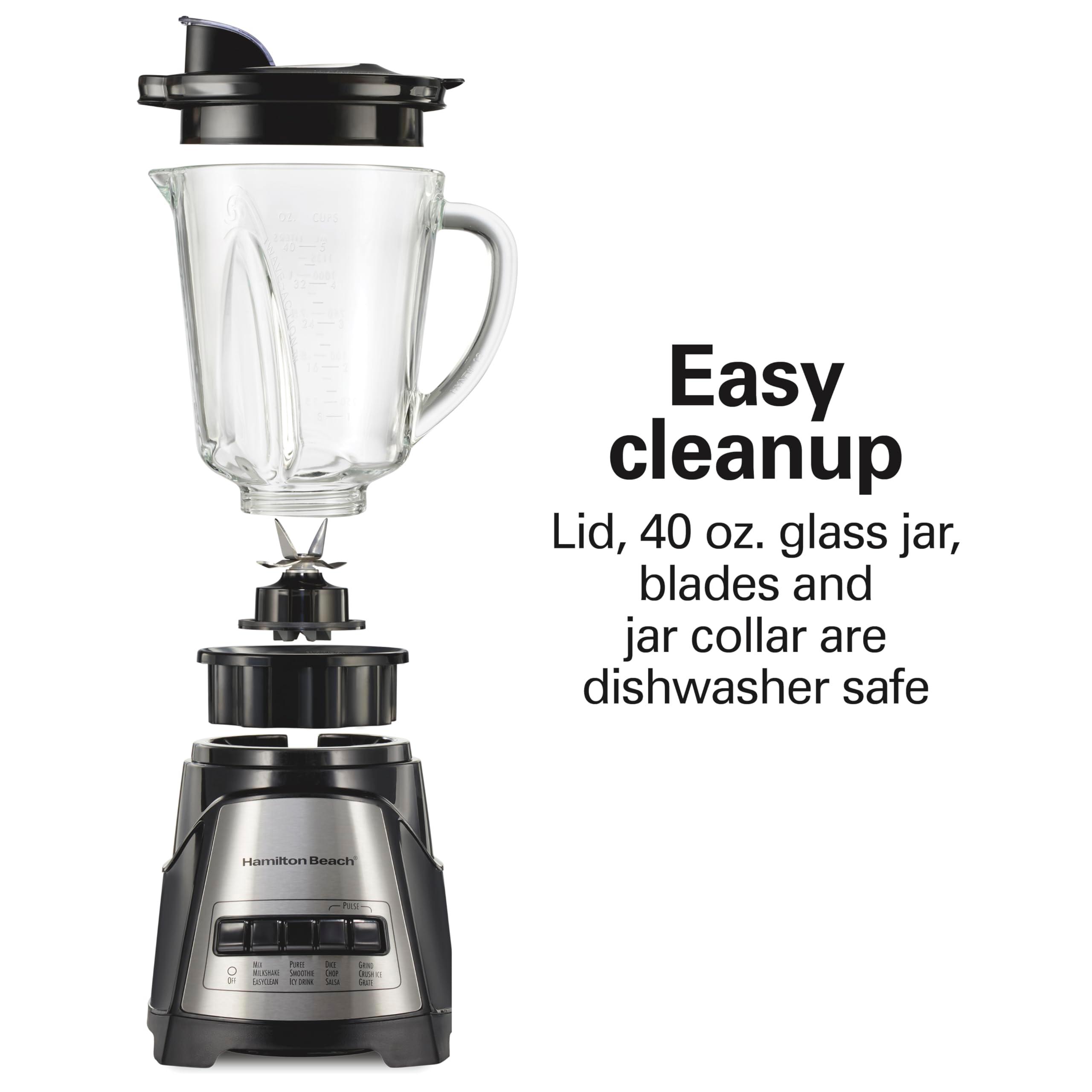 Hamilton Beach Power Elite Wave Action Blender For Smoothies, 40 Oz Glass Jar, 12 Functions Including Puree, Crush Ice, 700 Watts - Black (58148A) - Image 5