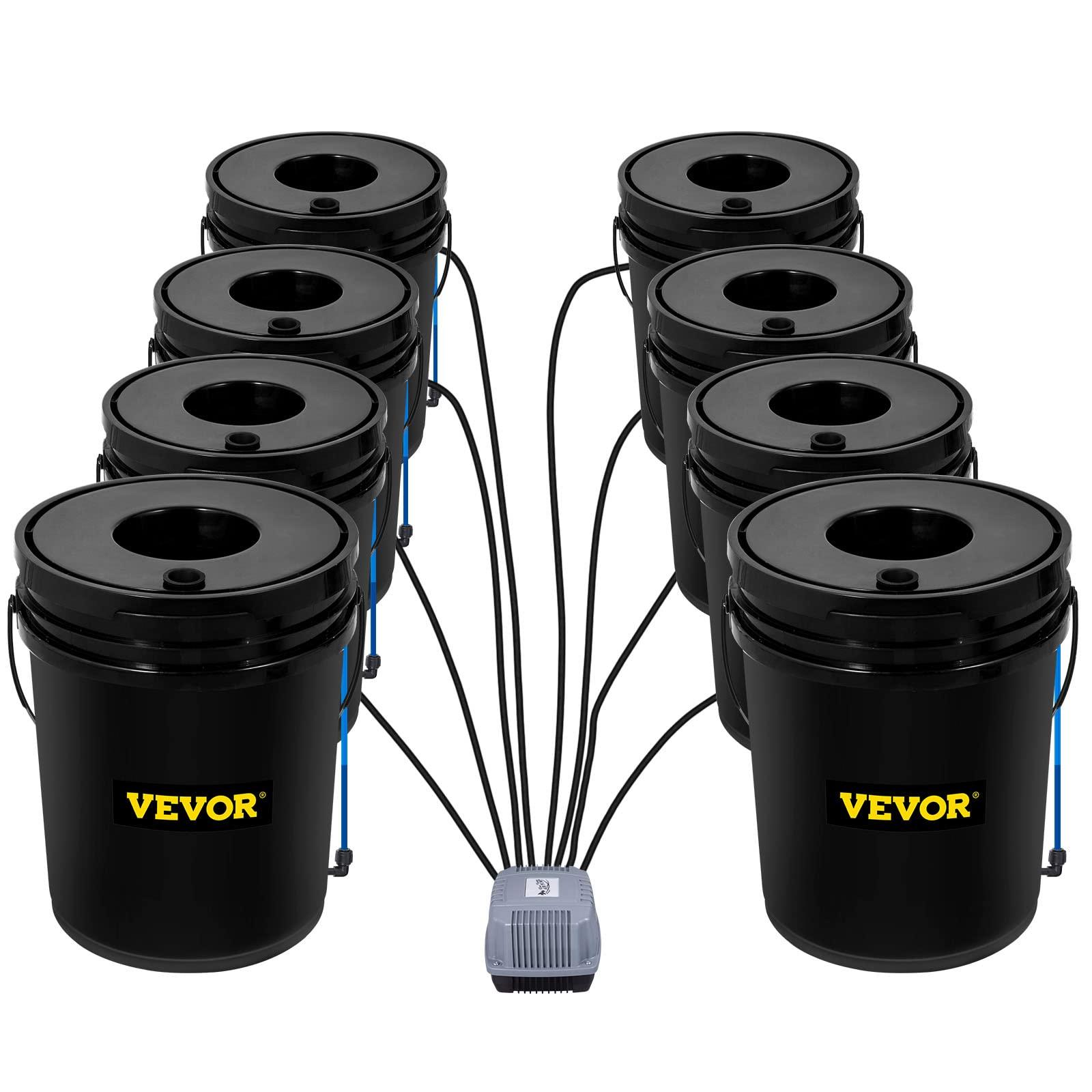 VEVOR DWC Hydroponic System, 5 Gallon 8 Buckets, Deep Water Culture Growing Bucket, Hydroponics Grow Kit with Pump, Air Stone and Water Level Device, for Indoor/Outdoor Leafy Vegetables - Image 9