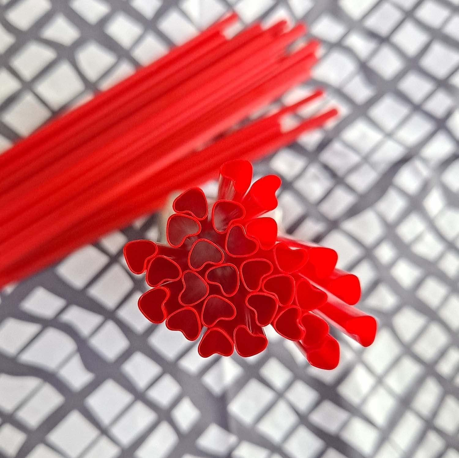 The best MOON 100pcs Heart Shaped Red Straws Disposable Drinking Cute Straw Individually Wrapped plastic red straw Valentines day Cocktail Party Birthday Party Bridal Shower wedding supplies - Image 4