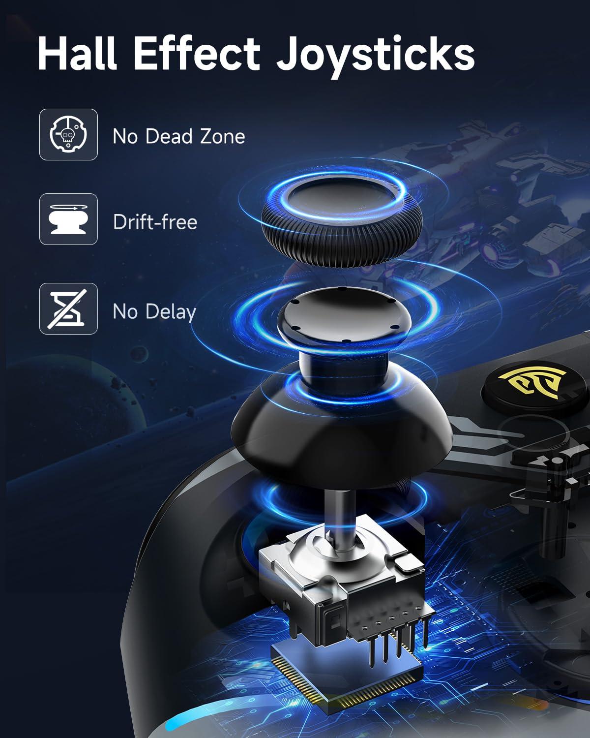 EasySMX X15 PC Controller - Enhanced Wireless Bluetooth Controller with Hall Joysticks/Hall Triggers/RGB Lighting - No Stick Drift, No Dead Zone - Work for Windows PC, Android, Steam and Switch - Image 4