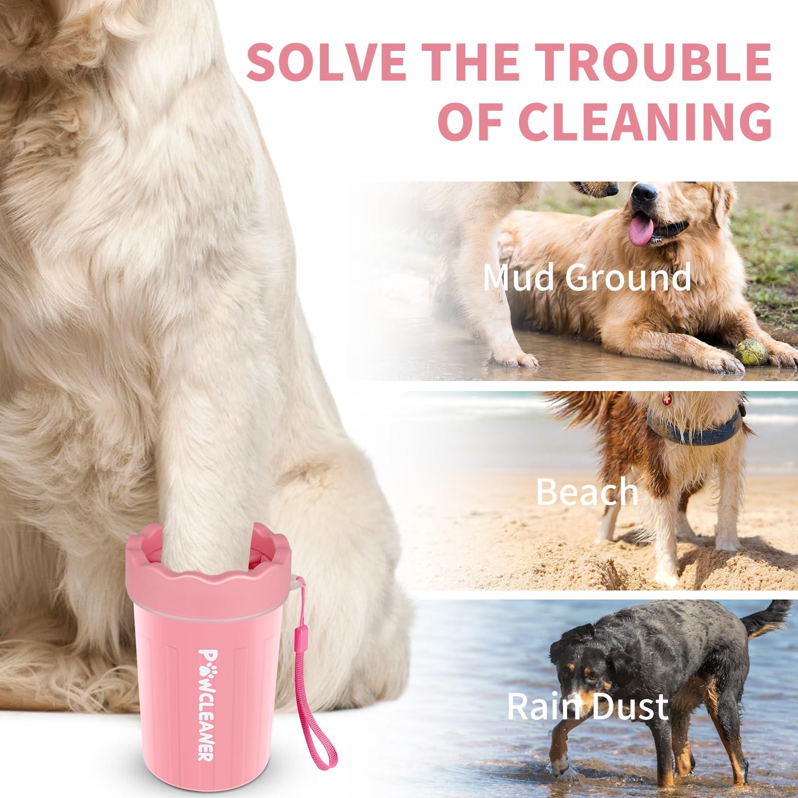 Dog Paw Cleaner, Dog Paw Washer, Paw Muddy Paw Cleaner, Pet Foot Cleaner for Small Medium Large Breed Dogs/Cats (with 3 absorbent towel) (Light Pink, Medium) - Image 2