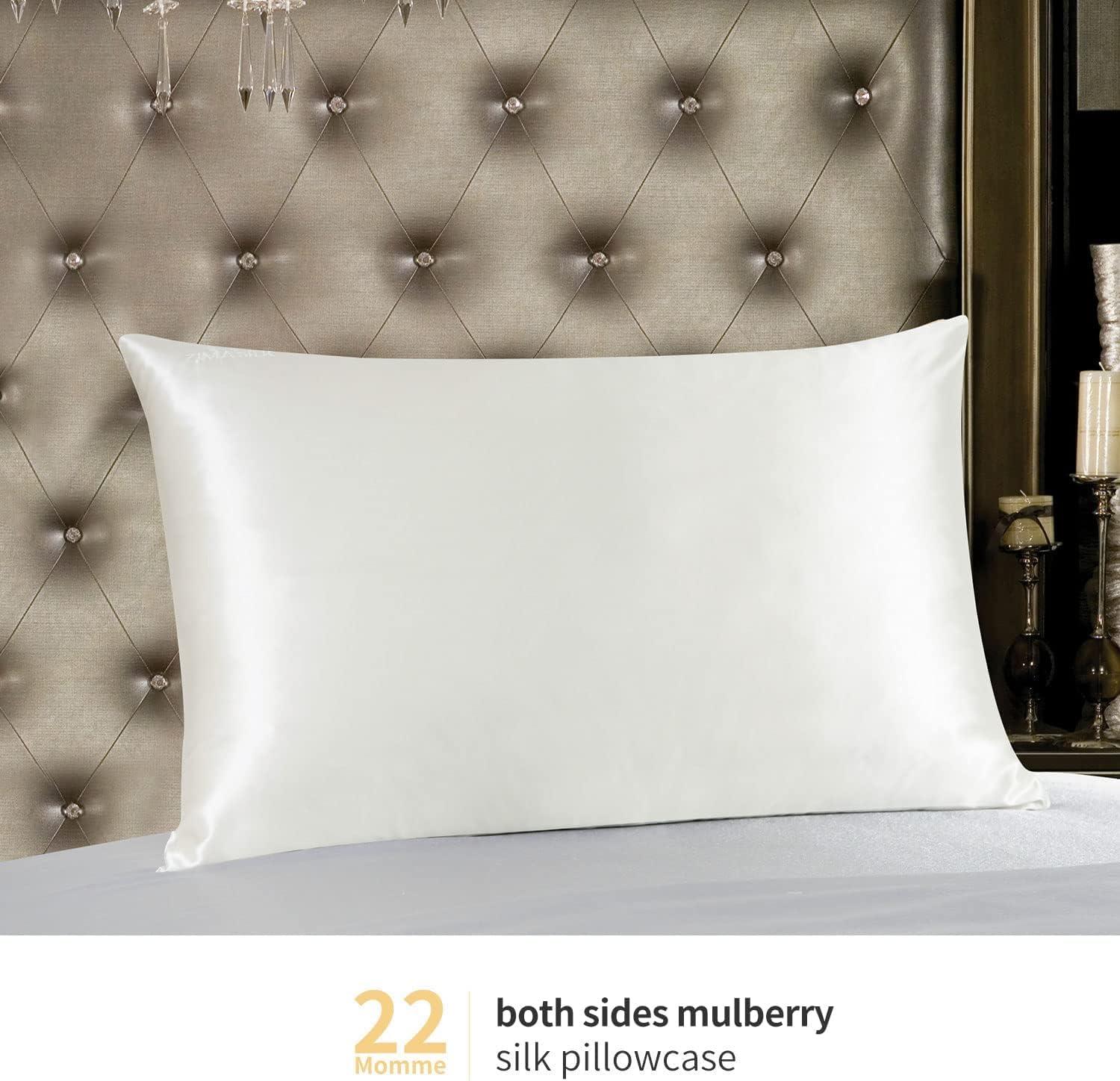 ZIMASILK 100% Pure 22 Momme Mulberry Silk Pillowcase for Hair and Skin - Upgraded Real Grade 6A Silk - Durable, Soft & Anti-Aging (Standard 20''x26''Ivory) - Image 2