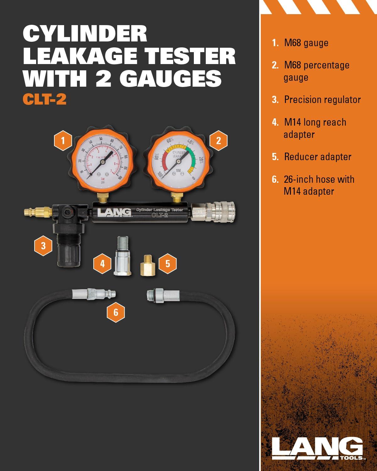 Lang Tools CLT-2 100 PSI Cylinder Leakage Tester with 2 Gauges, One Size - Image 4