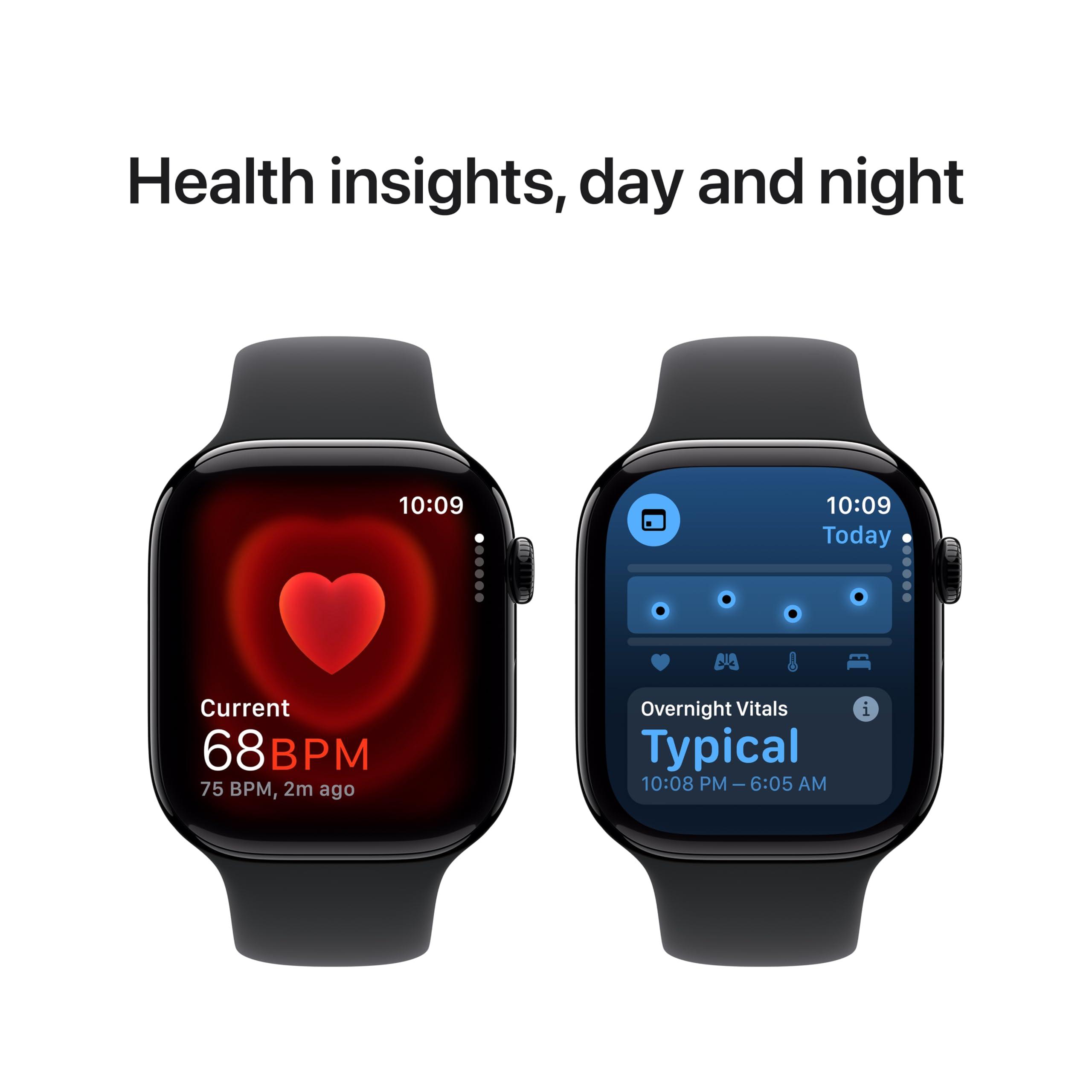Apple Watch Series 10 [GPS 46mm case] Smartwatch with Jet Black Aluminium Case with Black Sport Band - M/L. Fitness Tracker, ECG App, Always-On Retina Display, Water Resistant - Image 6