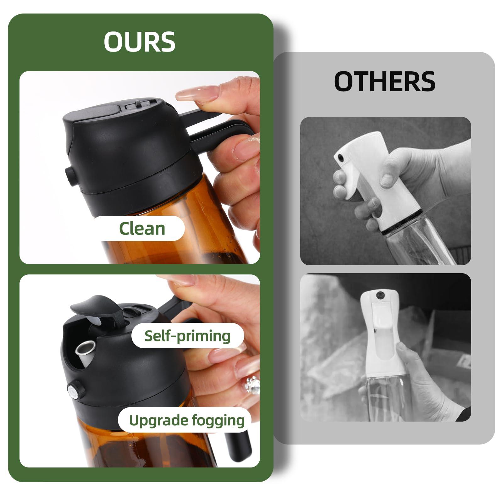 Aovdy Olive Oil Sprayer, Oil Dispenser Bottle Spray and Pour Container - 16oz Oil Sprayer for Cooking Oil Dispenser for Kitchen 470ml for Kitchen Cooking Salad BBQ (Dark Brown) - Image 6