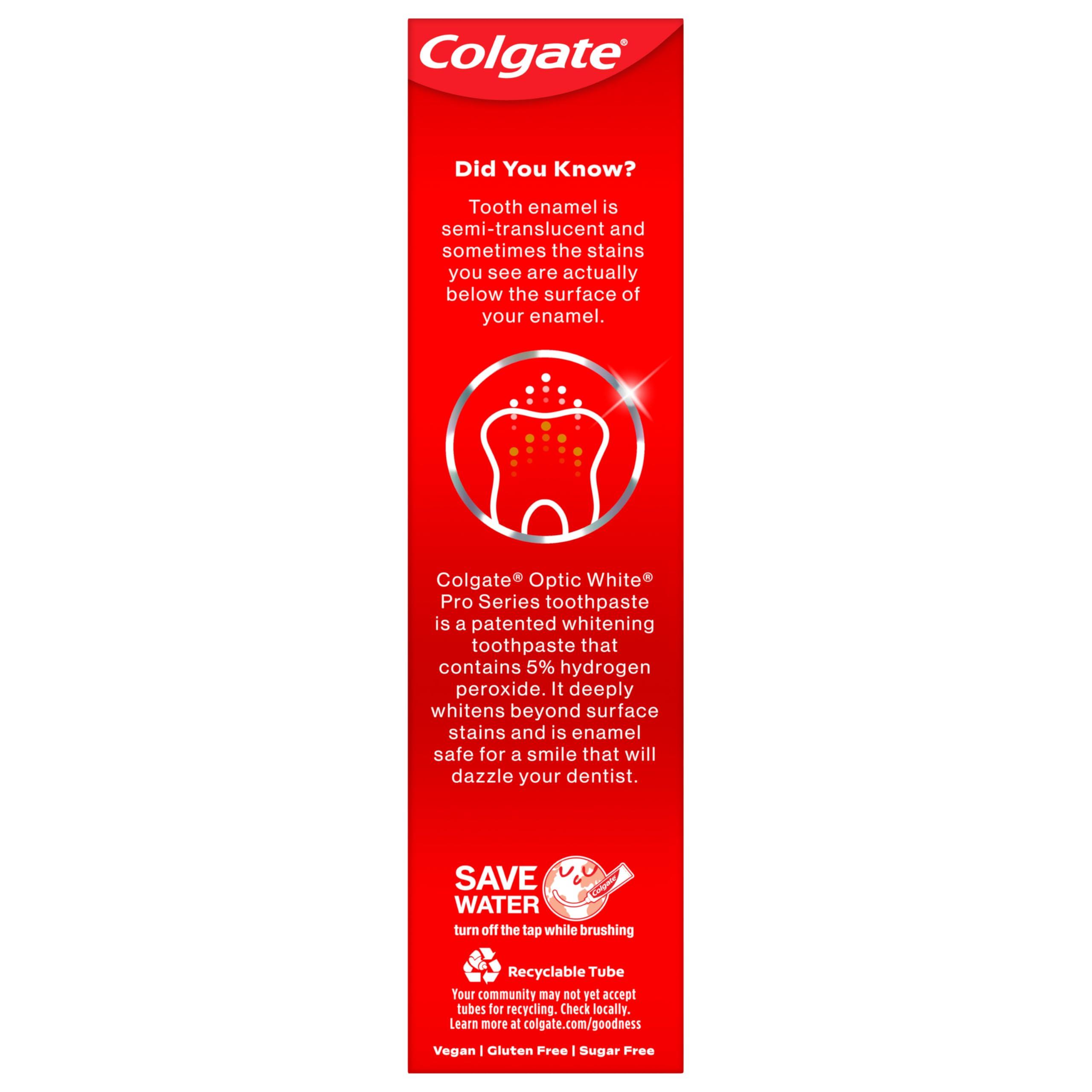 Colgate Optic White Pro Series Whitening Toothpaste with 5% Hydrogen Peroxide, Stain Prevention, 3 oz Tube, 2 Pack - Image 9