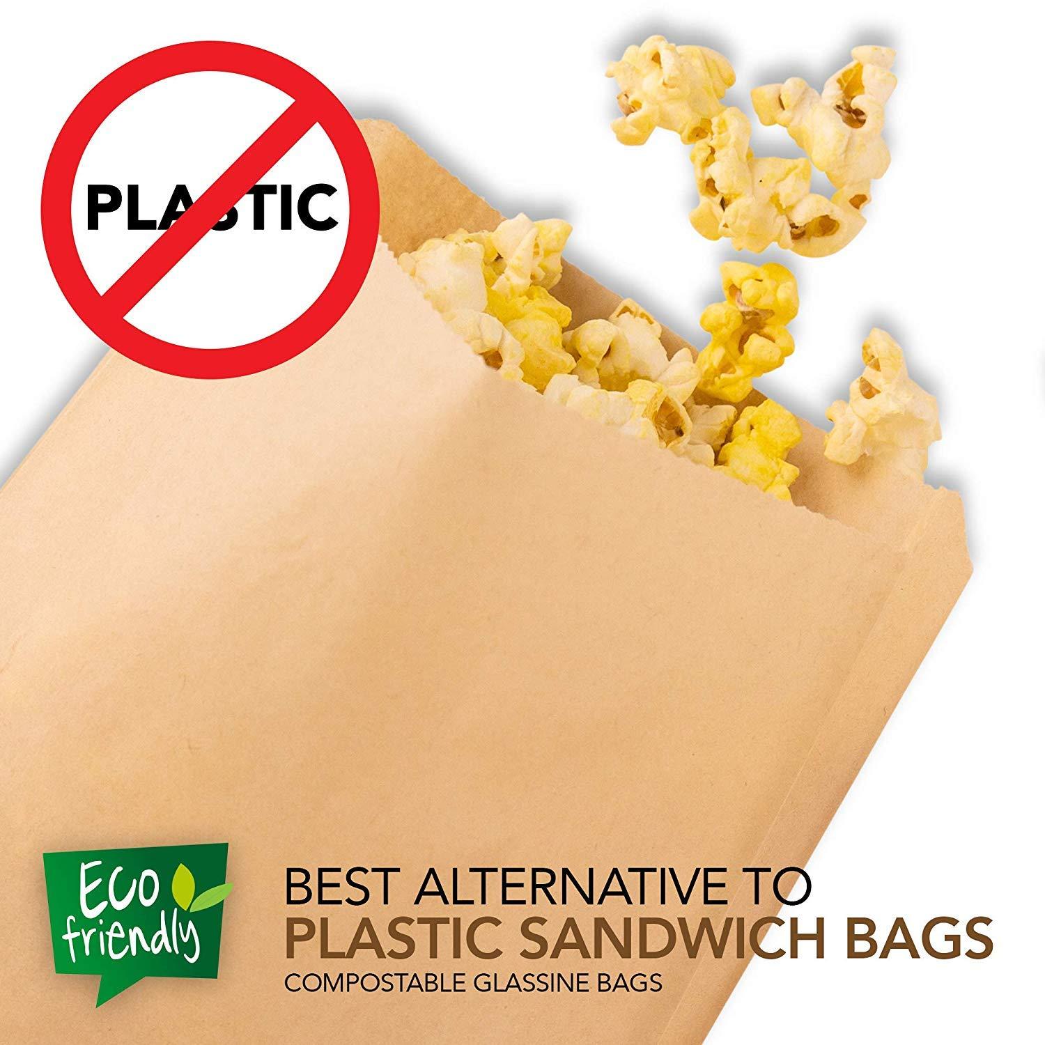 Paper Sandwich Bags Kraft Brown (200 Pack) – Biodegradable & Compostable Food Grade Unbleached Kraft Paper for Bakery, Cookies, Treats, Snacks, Sandwiches - Image 5