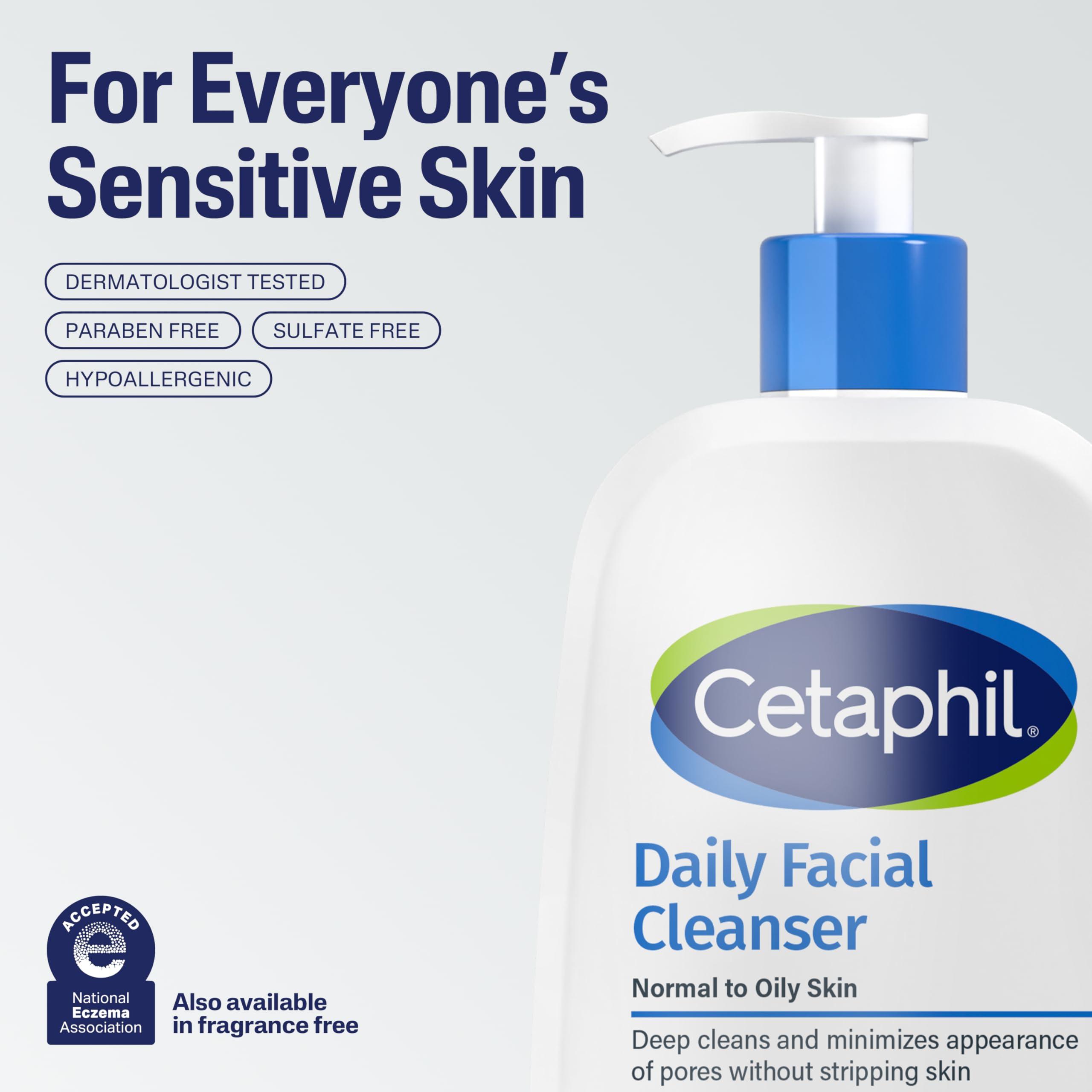 Cetaphil Face Wash, Daily Facial Cleanser for Sensitive, Combination to Oily Skin, 20 oz, Gentle Foaming, Soap Free, Hypoallergenic - Image 7