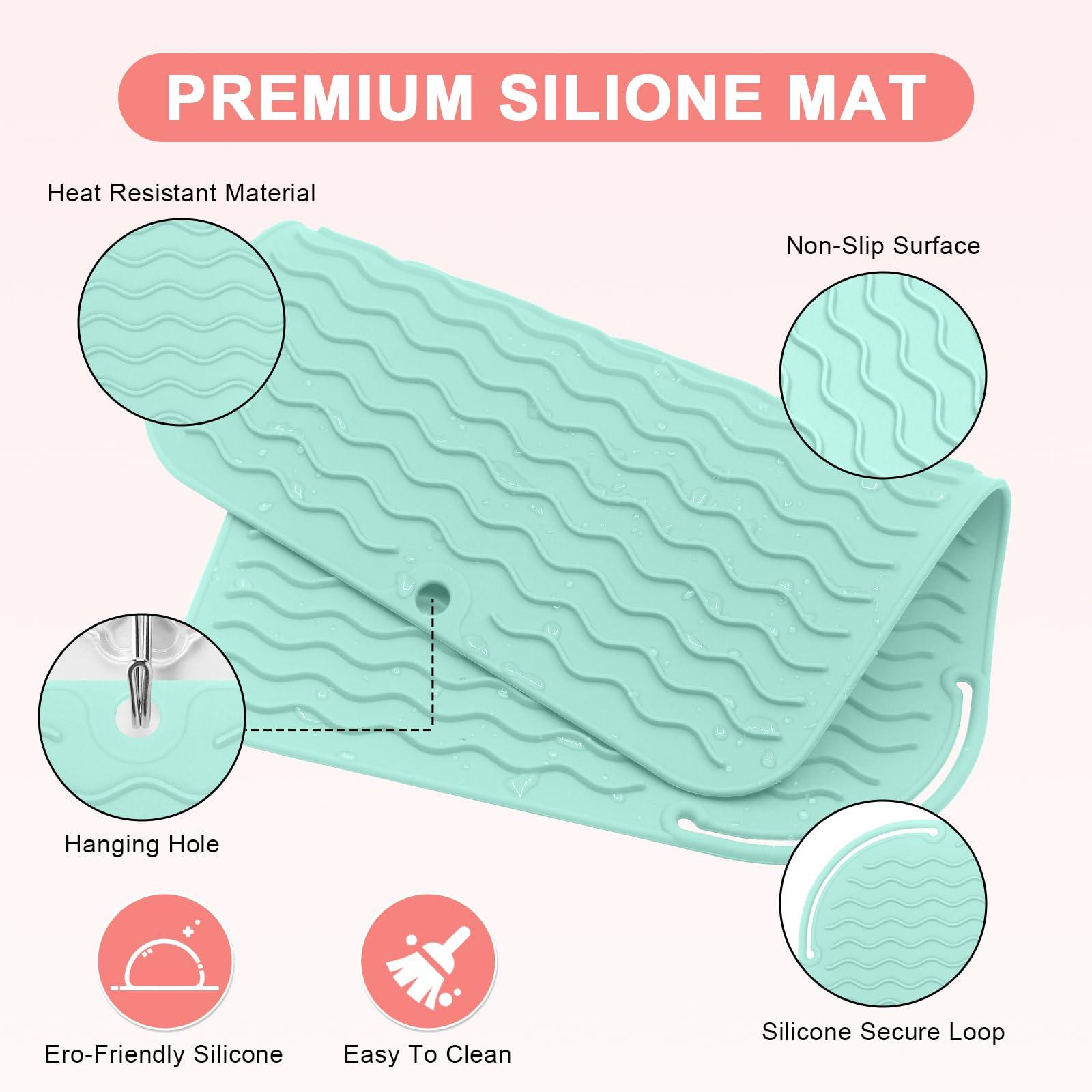 Suafrnut Plus Size Silicone Heat Resistant Mat, Portable Travel Hot Tools Pad Cover for Curling Iron, Flat Iron, Hair Straightener and Other Hair Styling Tools(12.0" x 9.0") - Image 3