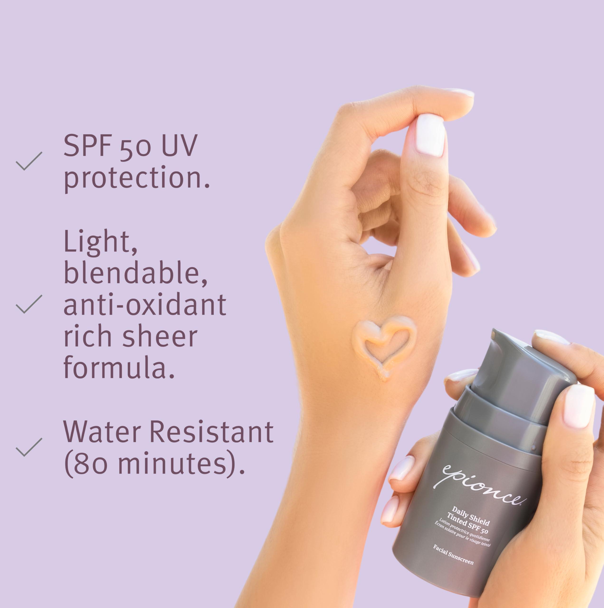 Epionce Daily Shield Tinted SPF 50 Sunscreen - Water Resistant Broad Spectrum UV Protection Facial Sunscreen with Titanium Dioxide & Zinc Oxide, For All Skin Types, Dermatologist Skincare - Image 3