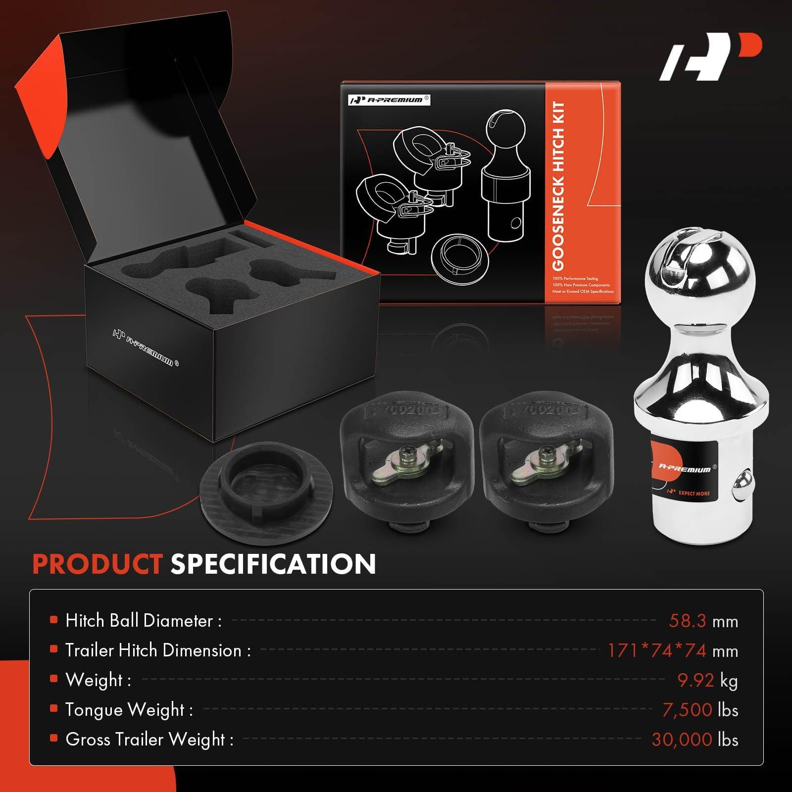A-Premium 2-5/16 Inch Gooseneck Trailer Hitch Ball Kit 30,000 lbs GTW Compatible with Ford F-250/F-350/F-450 Super Duty & Chevrolet Silverado 2500/3500 HD & GMC Sierra 2500/3500 HD & Nissan Titan XD - Image 2