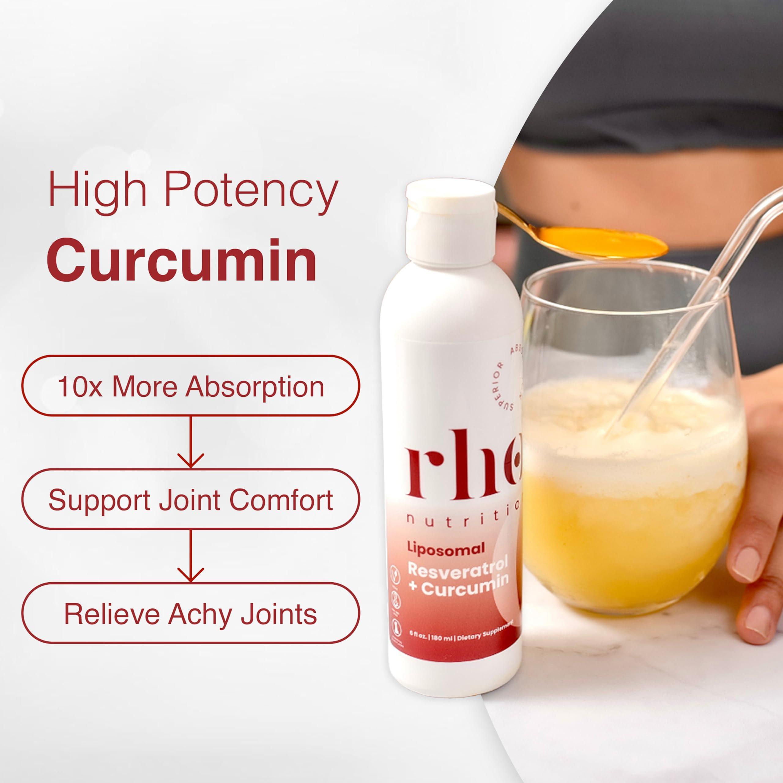 Rho Nutrition Liposomal Curcumin + Resveratrol (1 Pack) – Ultra High Absorption Liquid Curcumin Supplement – Promotes Joint Comfort, Mobility, Cellular Health and Overall Well-Being - Image 2