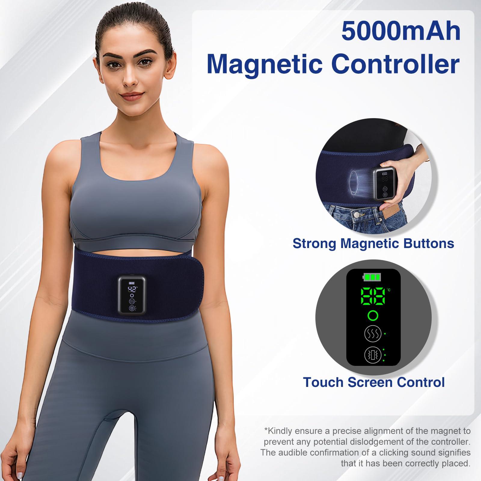 Cordless Back Massager Belt,FSA or HSA Eligible Red Light Therapy Massage Belt with 5 Heating Levels,3 Vibration Modes, Lower Back Massager for Pain Relief Deep Tissue,4 Motors,Battery-Powered (Blue) - Image 5