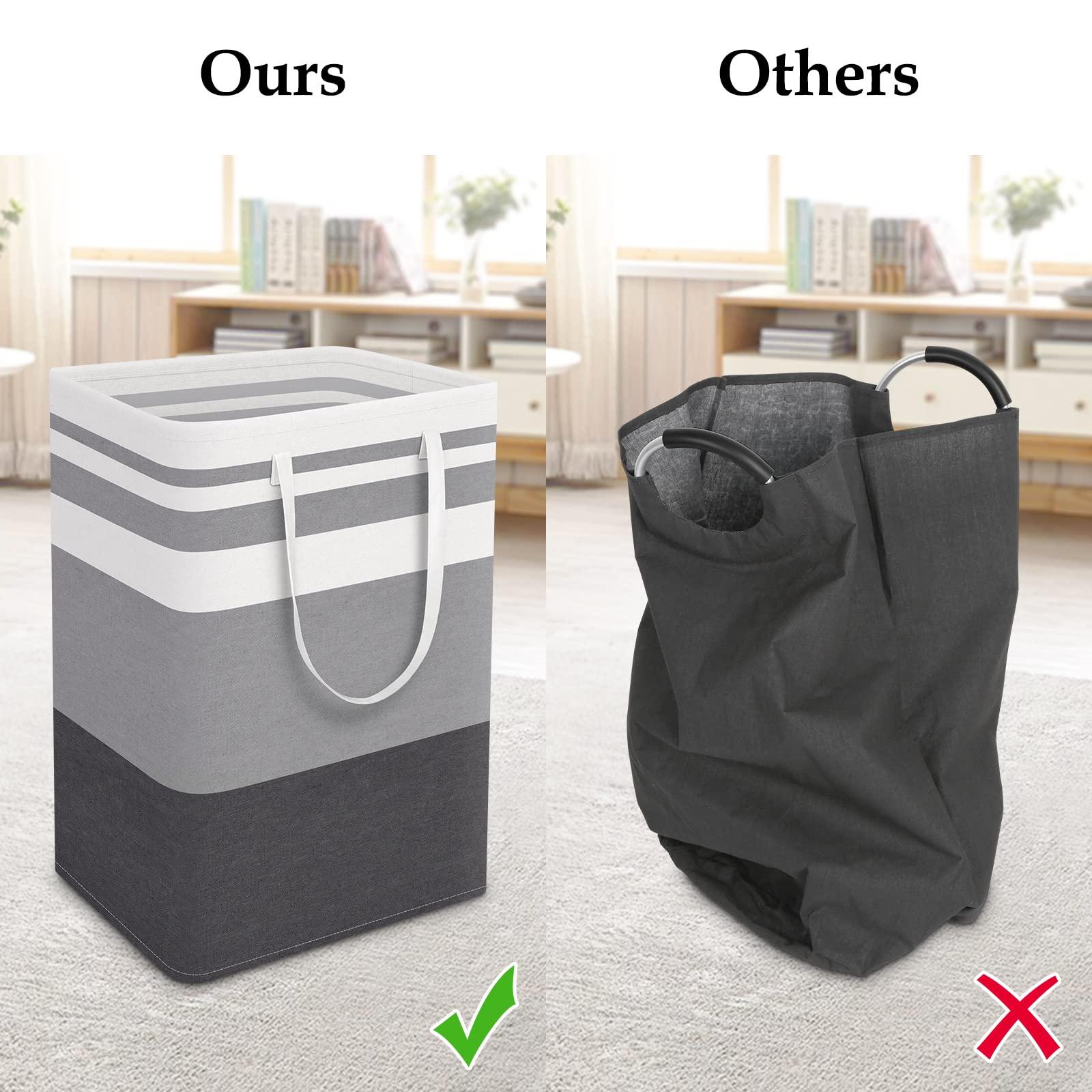 StorageRight Large Collapsible Laundry Basket Hamper with Easy Carry Handles，Freestanding Clothes Hampers for Laundry, Bedroom, Dorm, Towels, Toys, 75L, Gradient Grey - Image 6