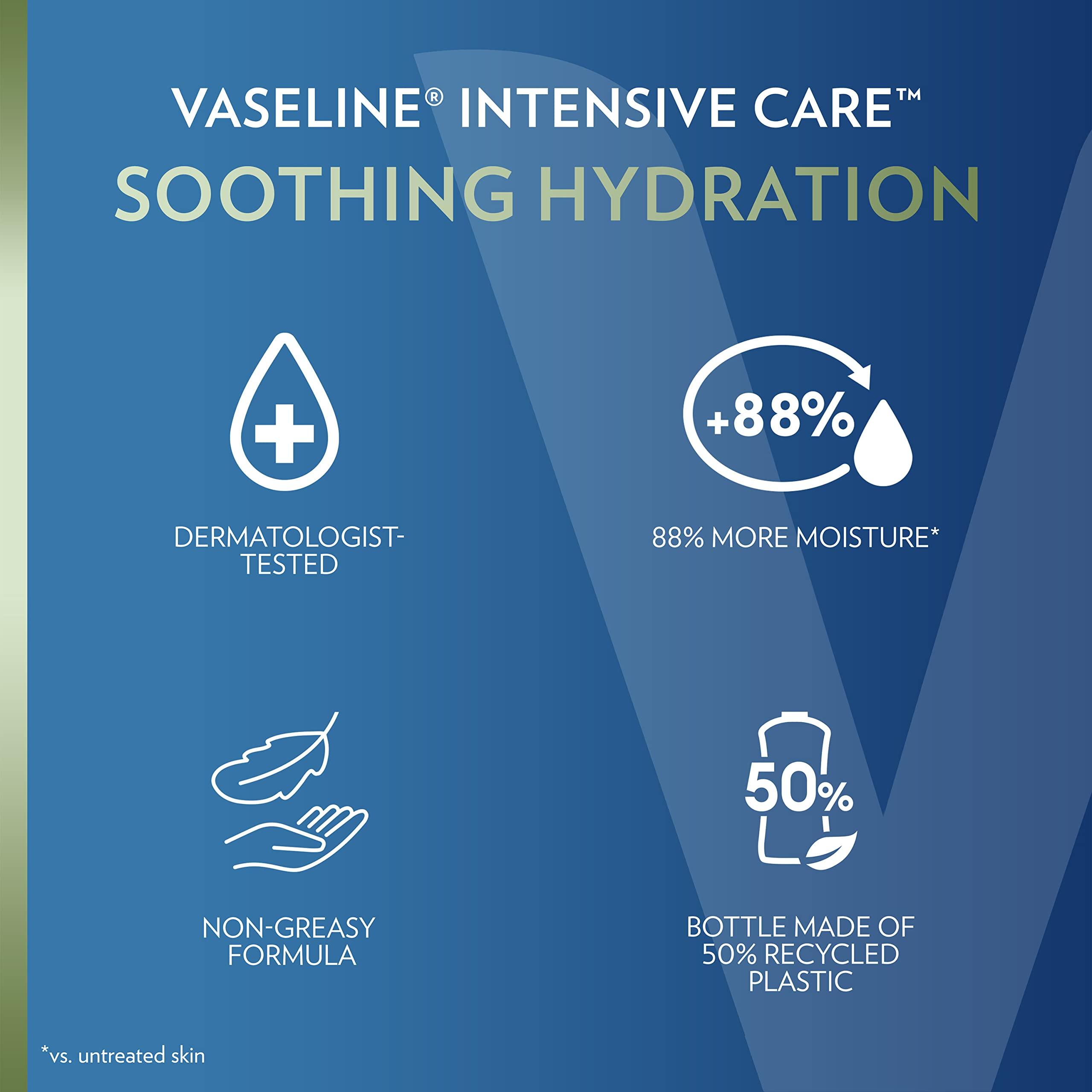 Vaseline Intensive Care Body Lotion for Dry Skin Soothing Hydration Lotion Made with Ultra-Hydrating Lipids + 1% Aloe Vera Extract to Refresh Dehydrated Skin 20.3 oz, Pack of 3 - Image 8