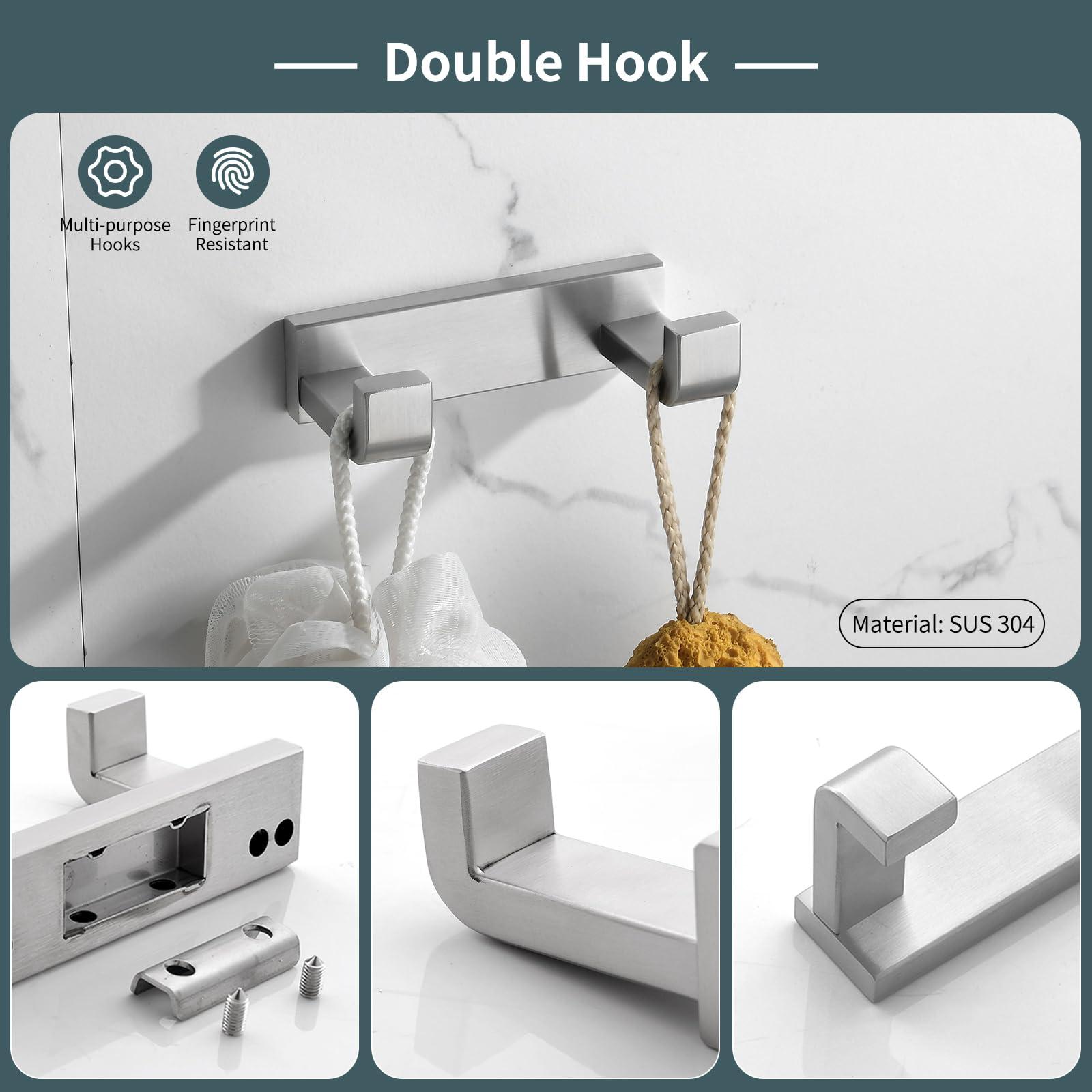 YACVCL 4-Piece Bathroom Hardware Set Brushed Nickel Towel Bar Set Premium Stainless Steel Bath Towel Holder Sets Towel Racks Wall Mounted - Image 5