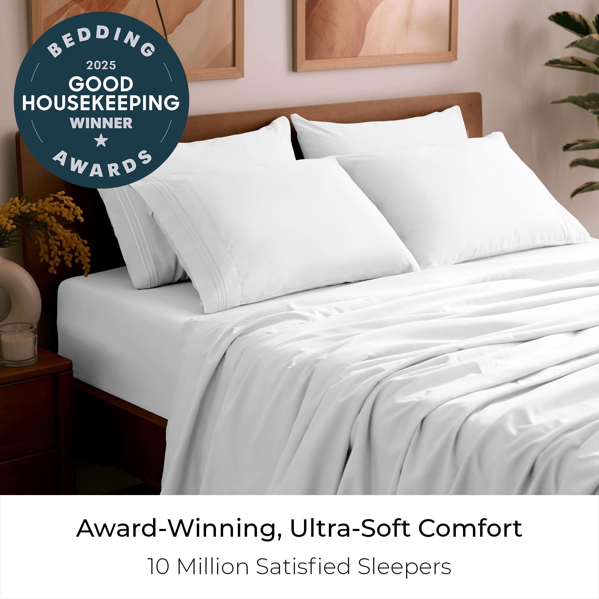 Mellanni Queen Sheet Set - 6-Piece Iconic Collection Bedding, (Including 4 Pillowcases), 16-Inch Deep Pocket, Easy Care, Extra Soft, Cooling Sheets, Brushed Microfiber - White - Image 2