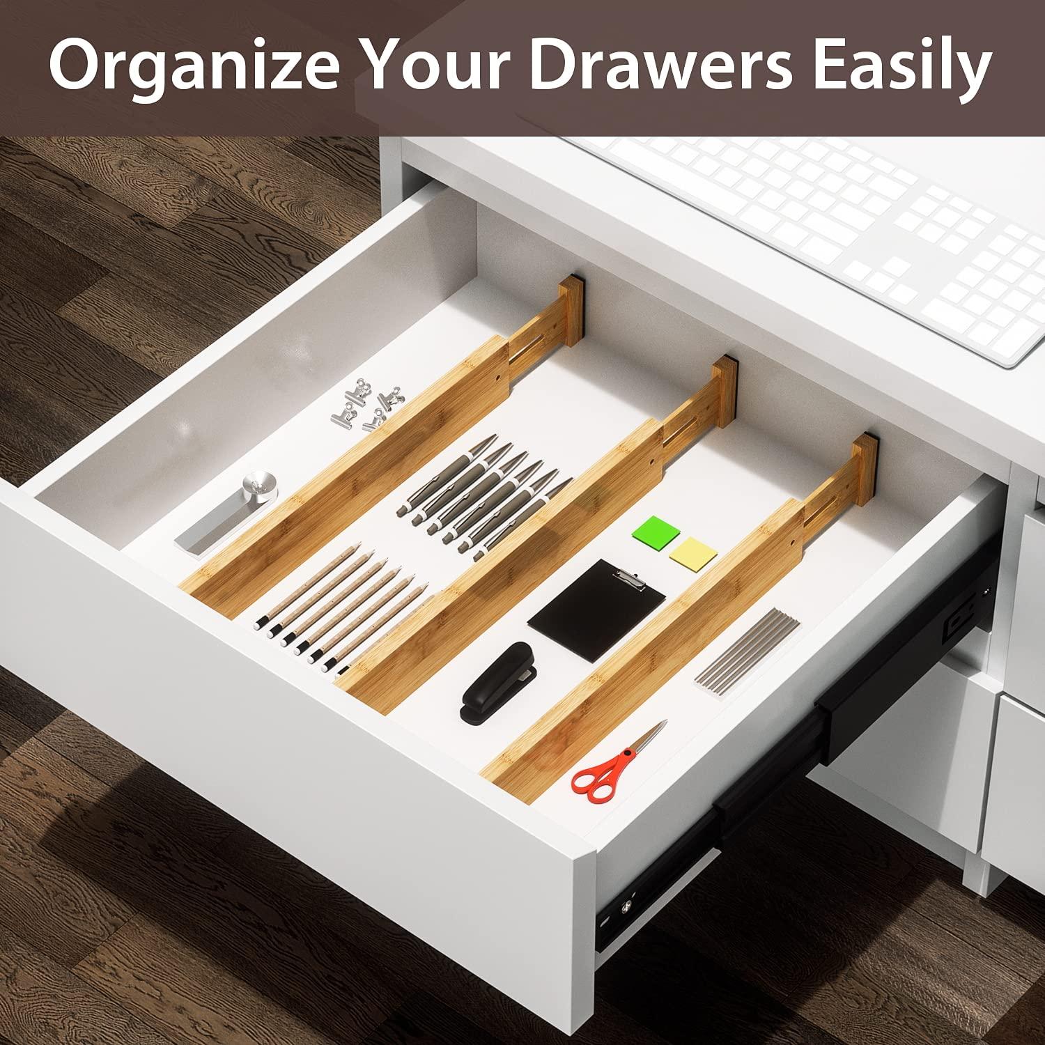 DUCOO 4 PCS Drawer Divider, 17"-22" Adjustable Bamboo Drawer Dividers Organizers, Expandable Separators for Kitchen, Clothes, Dressers, Home, Office - Image 5