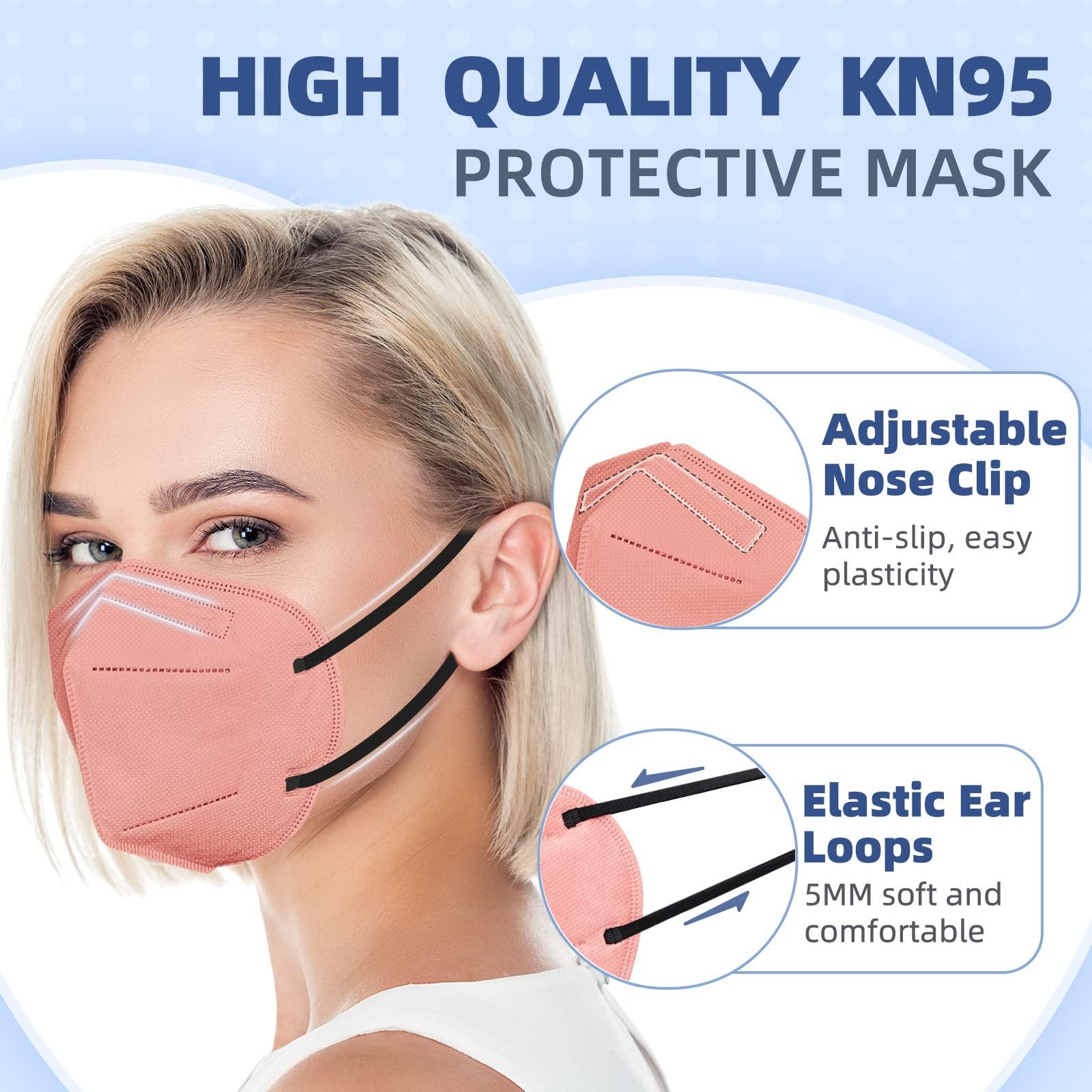 KN95 Face Masks for Adults, 50 Pack 10 Colors Disposable KN95 Masks, 5 Layer Breathable Individually Wrapped Face Masks with Designs, Filter Efficiency 95% - Image 6