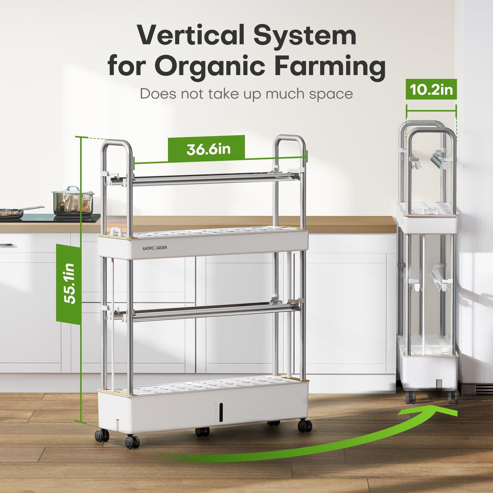 Ahopegarden Indoor Garden Hydroponics Growing System Kit: 60 Pods Vertical Garden with LED Grow Light - Plant Germination Kit Aeroponic Veggie Flower Fruit Growth with Smart Socket & Pump System - Image 2