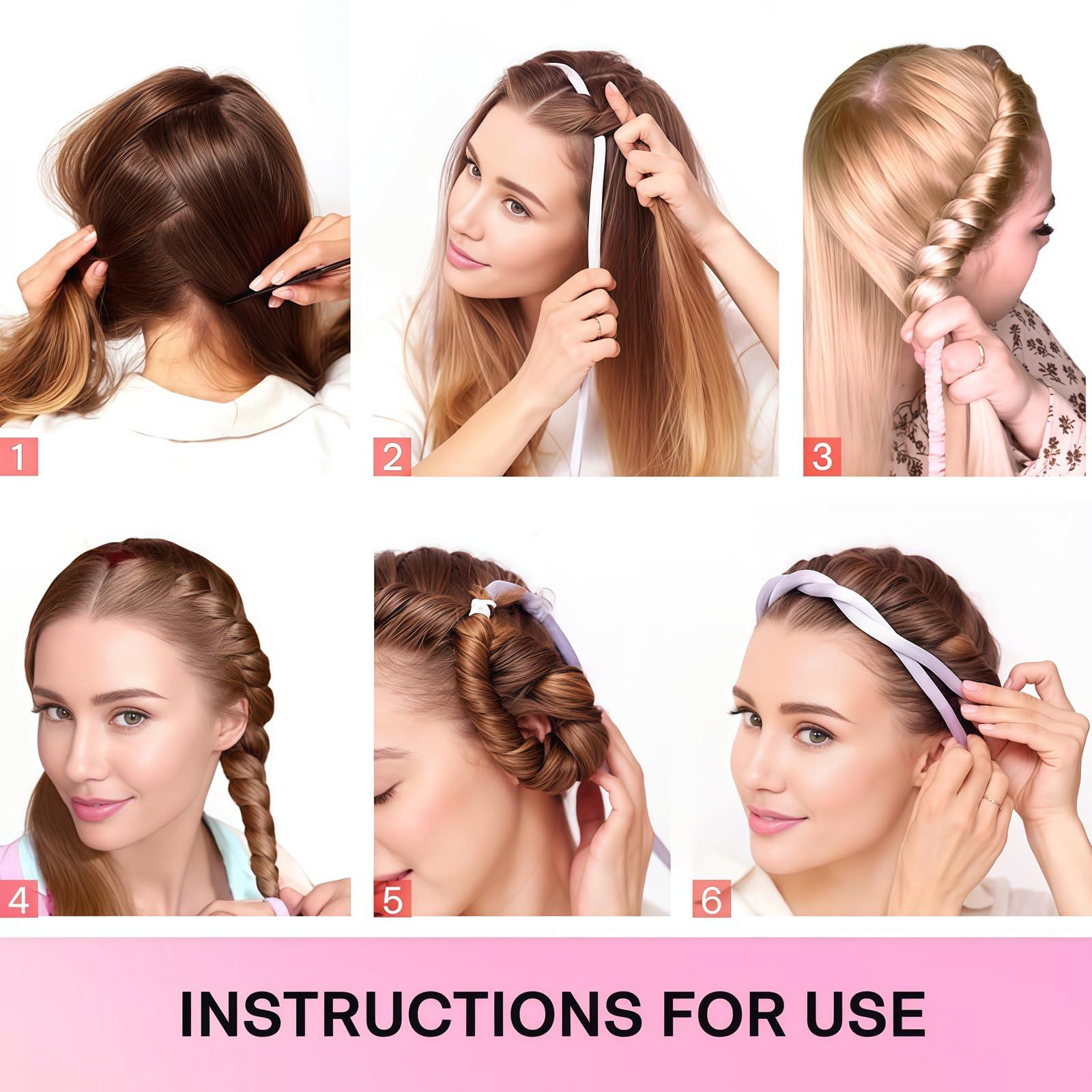 Lanzhire No Heat Overnight Curling Headband for Long and Short Hair - Thin Heatless Curlers to Sleep In (Black) - Image 4