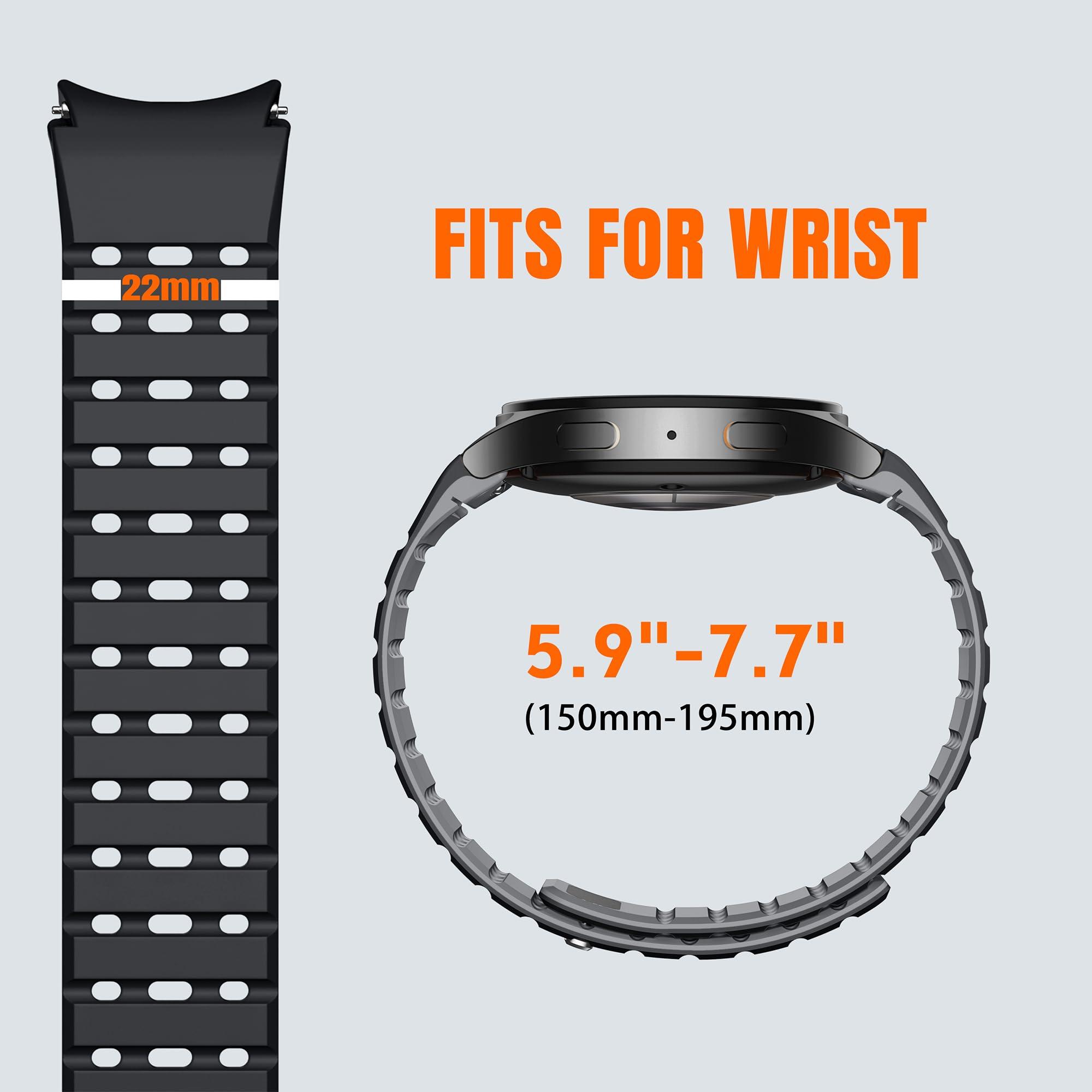 Bandletic Magnetic Silicone Band Compatible with Samsung Galaxy Watch 7 6 5 4 FE 40mm 44mm/for Galaxy Watch 6 4 Classic 43mm 47mm 42mm 46mm/Watch 5 Pro 45mm, 20mm No Gap Sport Strap for Men Women - Image 6