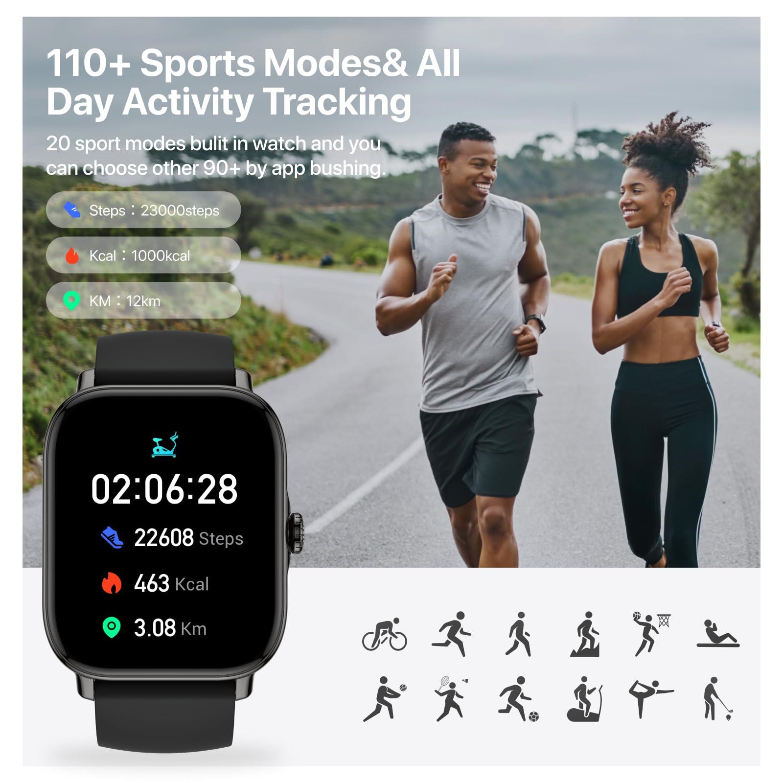 Dainlin Smart Watch,1.91" Smartwatch for Men Women (Answer/Make Call),Fitness Tracker with 116 Sport Modes,IP68 Waterproof,Heart Rate/Sleep/Monitor,Long Battery Life,for iPhone & Android & Samsung - Image 4