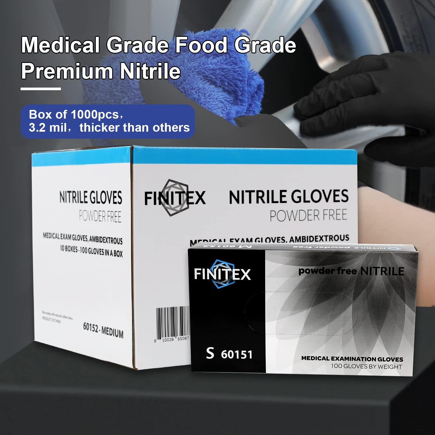 FINITEX - Black Nitrile Disposable Gloves, Exam Gloves, Powder-free, Latex-free, 3mil, Case of 10 Boxes - Image 2