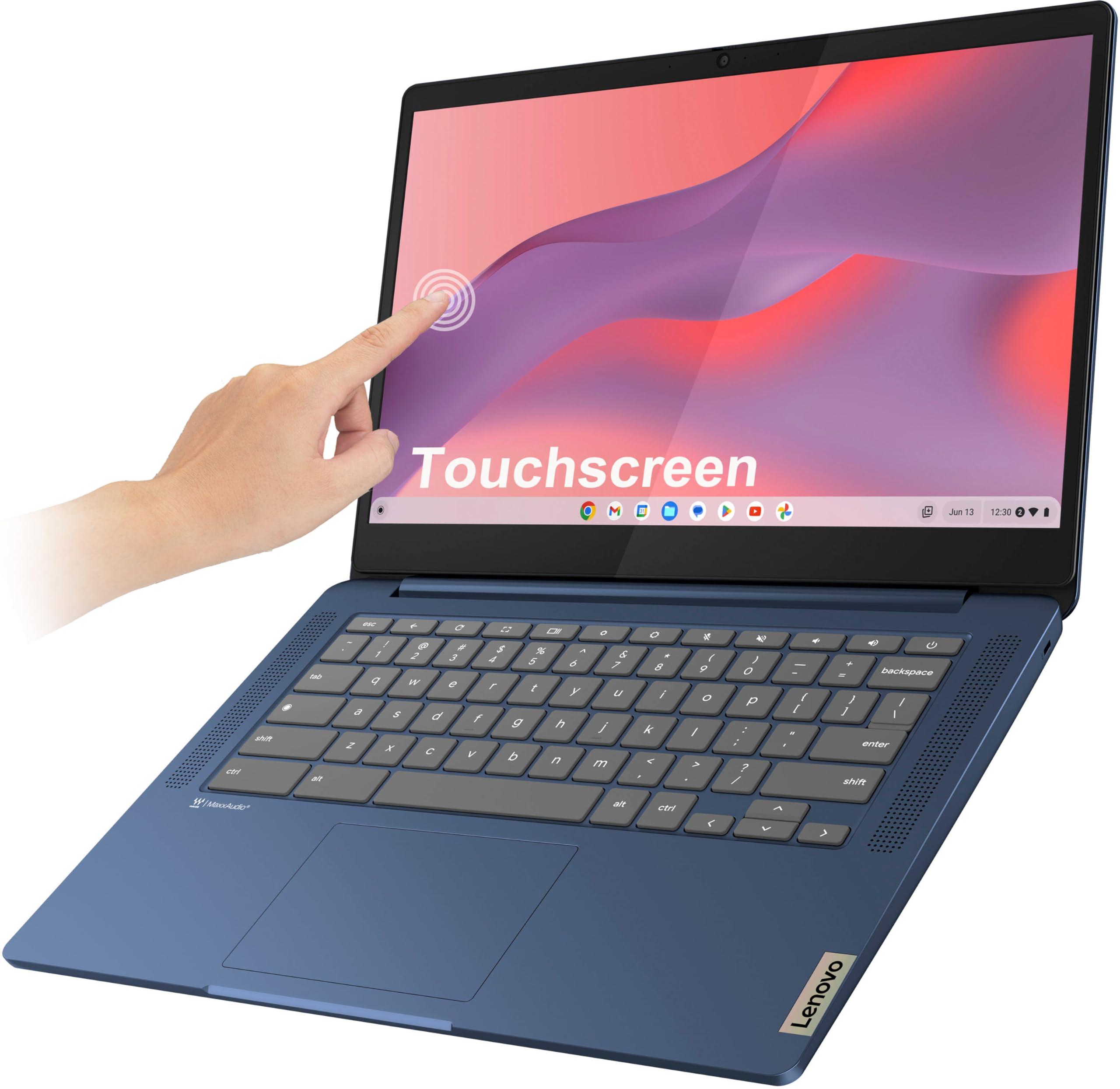 Lenovo Chromebook 14 Touchscreen Laptop (14" FHD Touch Display, 8-Core MediaTek Kompanio 520, 4GB RAM, 128GB Storage (64GB eMMC+64GB SD)), Webcam, 13-Hrs Long-Battery Life, Chrome OS, Abyss Blue - Image 3