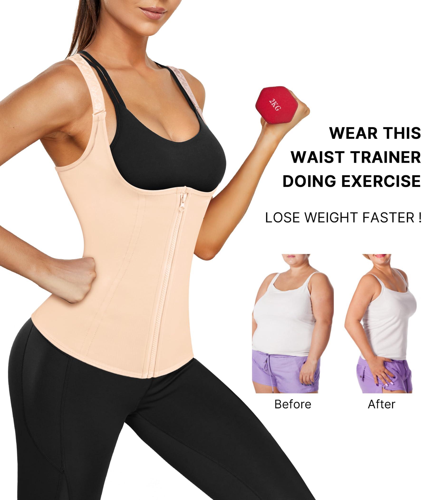 Nebility Waist Trainer for Women Corset Shapewear with Zipper Women's Waist Cincher Tank Top with Adjustable Straps - Image 2