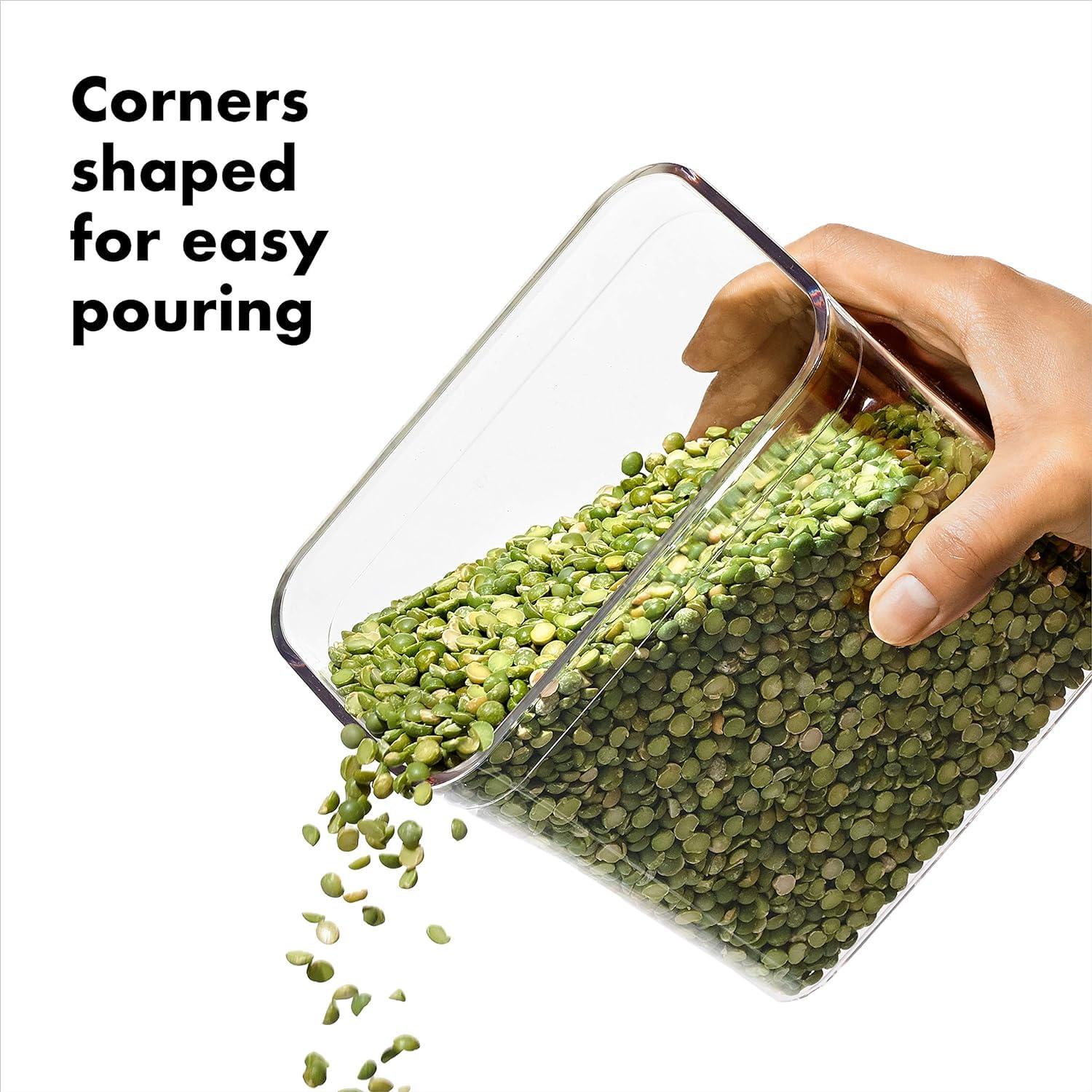 OXO Steel POP Container Big Short Sqaure - 2.8 Qt (Pack of 4) Airtight Food Storage Containers for Cereal, Grains & More, Grey - Image 7