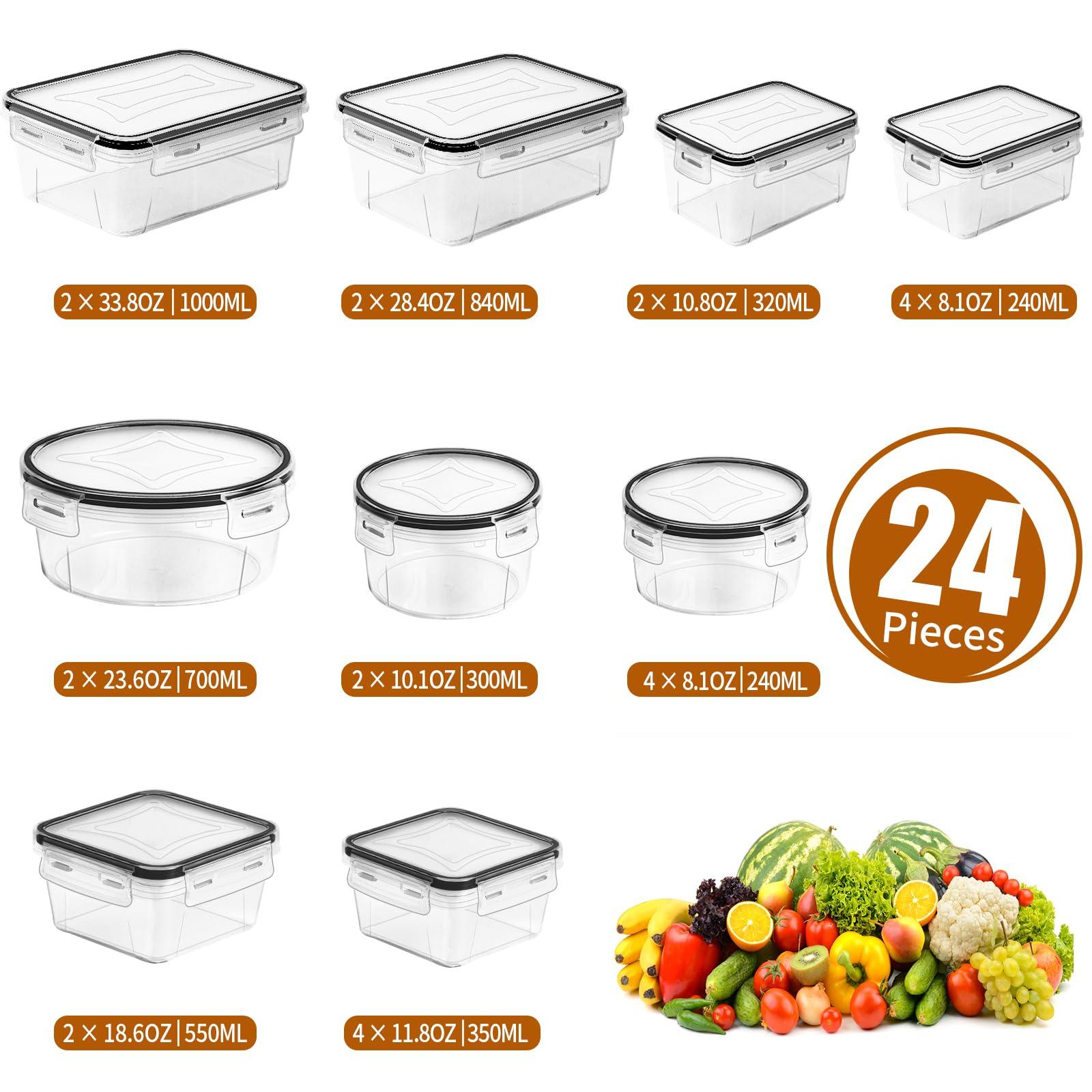 PRAKI 48 Pack Food Storage Containers with Airtight Lids (24 Containers & 24 Lids), Kitchen storage containers for Pantry Organizers and Storage, Meal Prep Container with Labels & Marker - Image 3