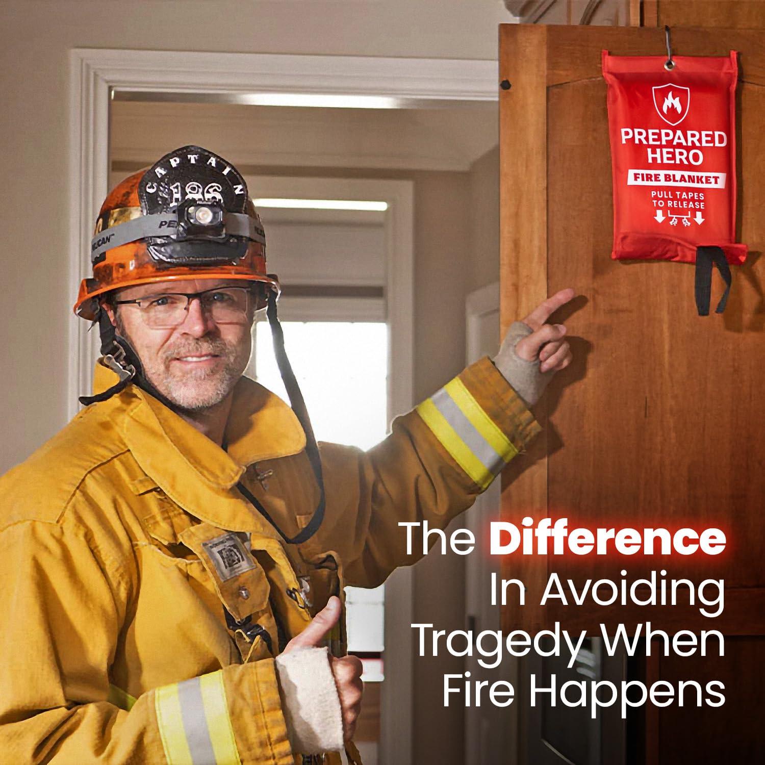 Prepared Hero Emergency Fire Blanket - 2 Pack - Fire Suppression Blanket for Kitchen, 40” x 40”, for Home, Fiberglass Fire Blanket. - Image 2