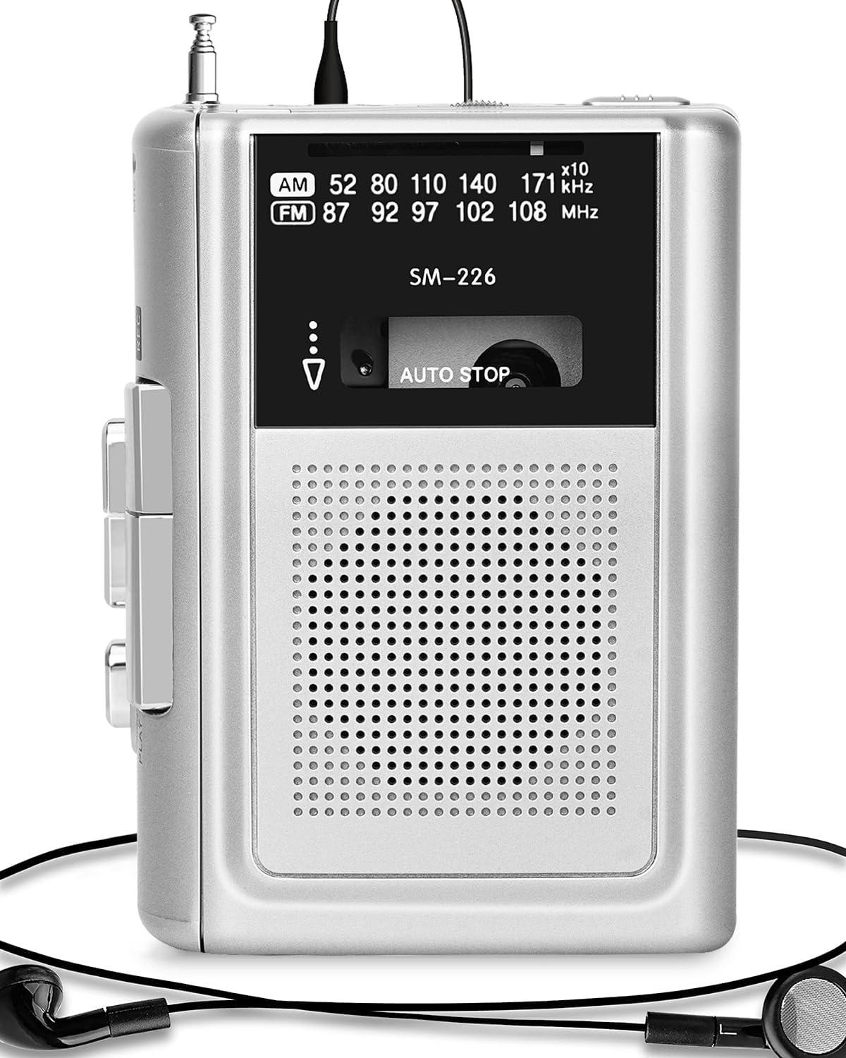 SEMIER Portable Cassette Player Recorder AM FM Radio, Compact Personal Small Cassette Tape Player/Recorder with Built in Speaker and Stereo Earphone Jack
