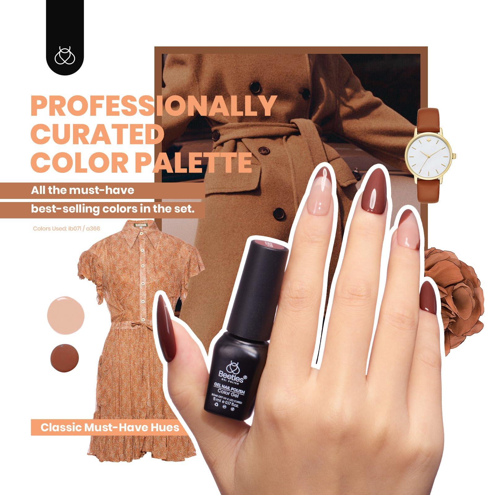 beetles Gel Polish 44pcs Gel Nail Polish Set 36 Colors Nude White Hot Pink Red Blue Black Brown with Base Coat Glossy Matte Glitter Top Coat Gifts for Women Colorful Muse - Image 6