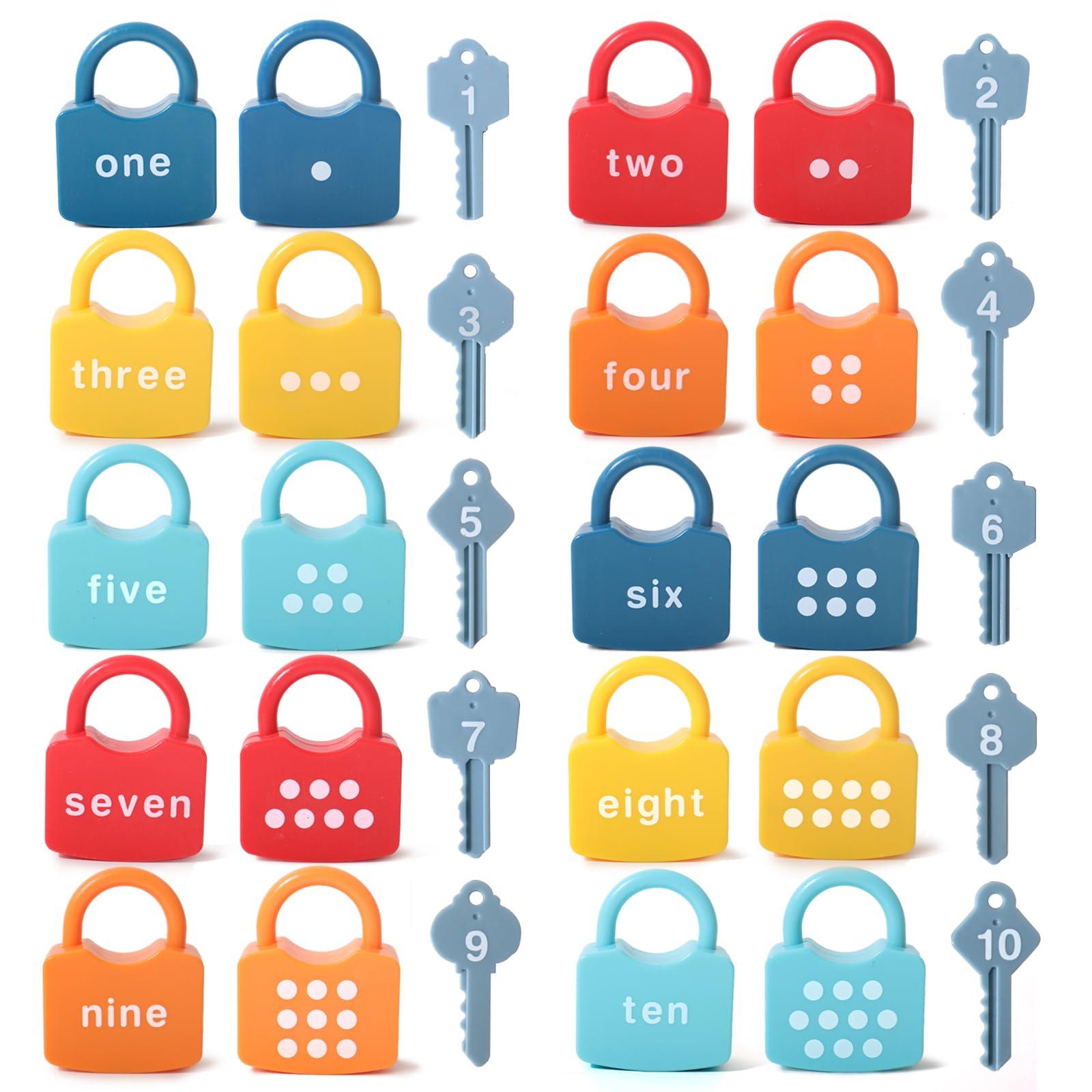 Dinhon Kids Learning Locks with Keys Numbers Matching & Counting Montessori Educational Toys for Ages 3 yrs+ Boys and Girls Preschool Games Gifts - Image 3
