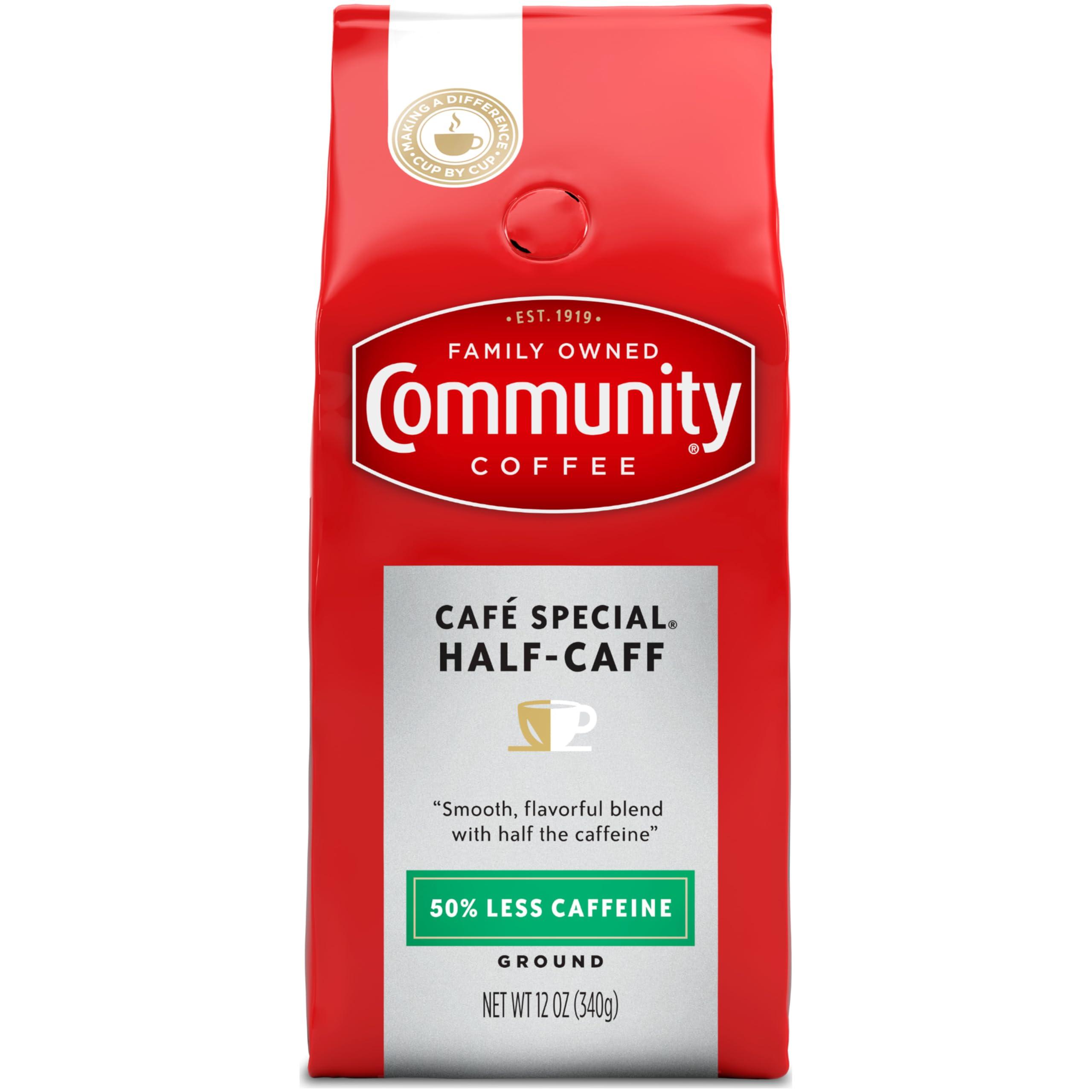 Community Coffee Cafe Special Half-Caff, Medium Dark Roast Ground Coffee, 12 Ounce (Pack of 1)