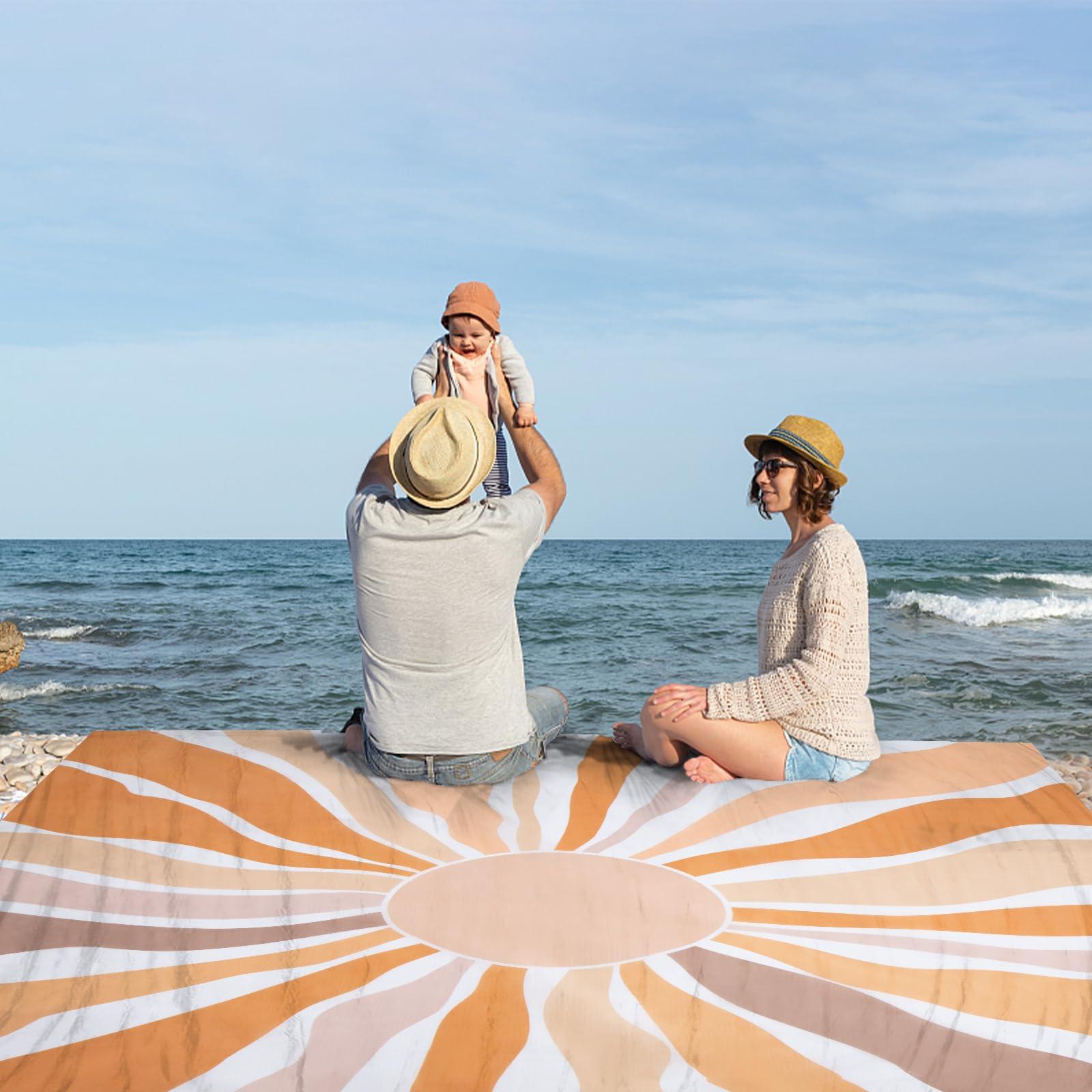 Waterproof Sandproof Beach Blanket, 9 Ft X 10 Ft Extra Large Beach Mat for 8 Adults, Lightweight Polyester Outdoor Picnic Blanket for Travel, Hiking, Camping, Beach Accessories for Vacation - Image 2