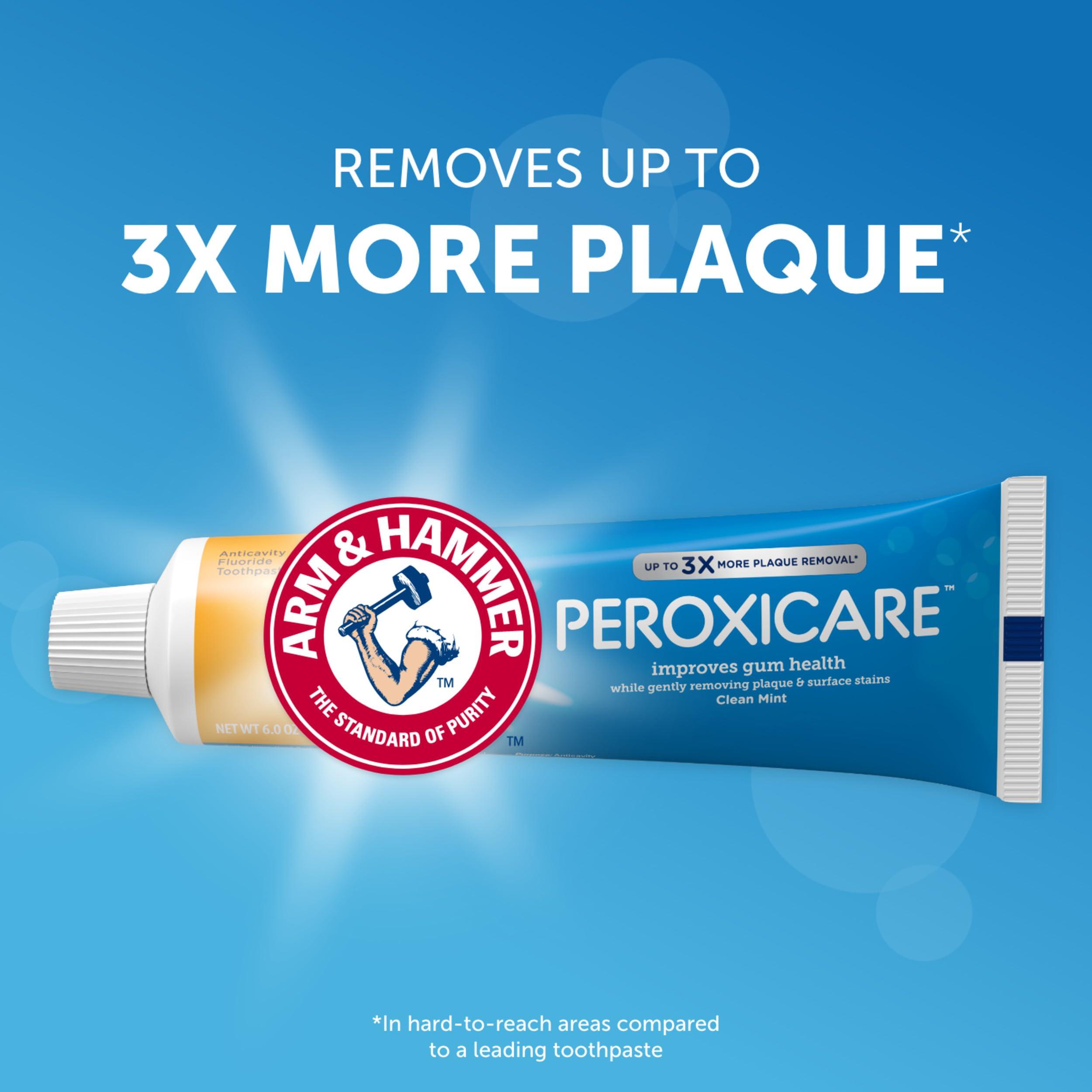 ARM & HAMMER Peroxicare Toothpaste for Gum Health, Baking Soda Toothpaste, Clean Mint, 6.0 oz (Pack of 4 - Image 4