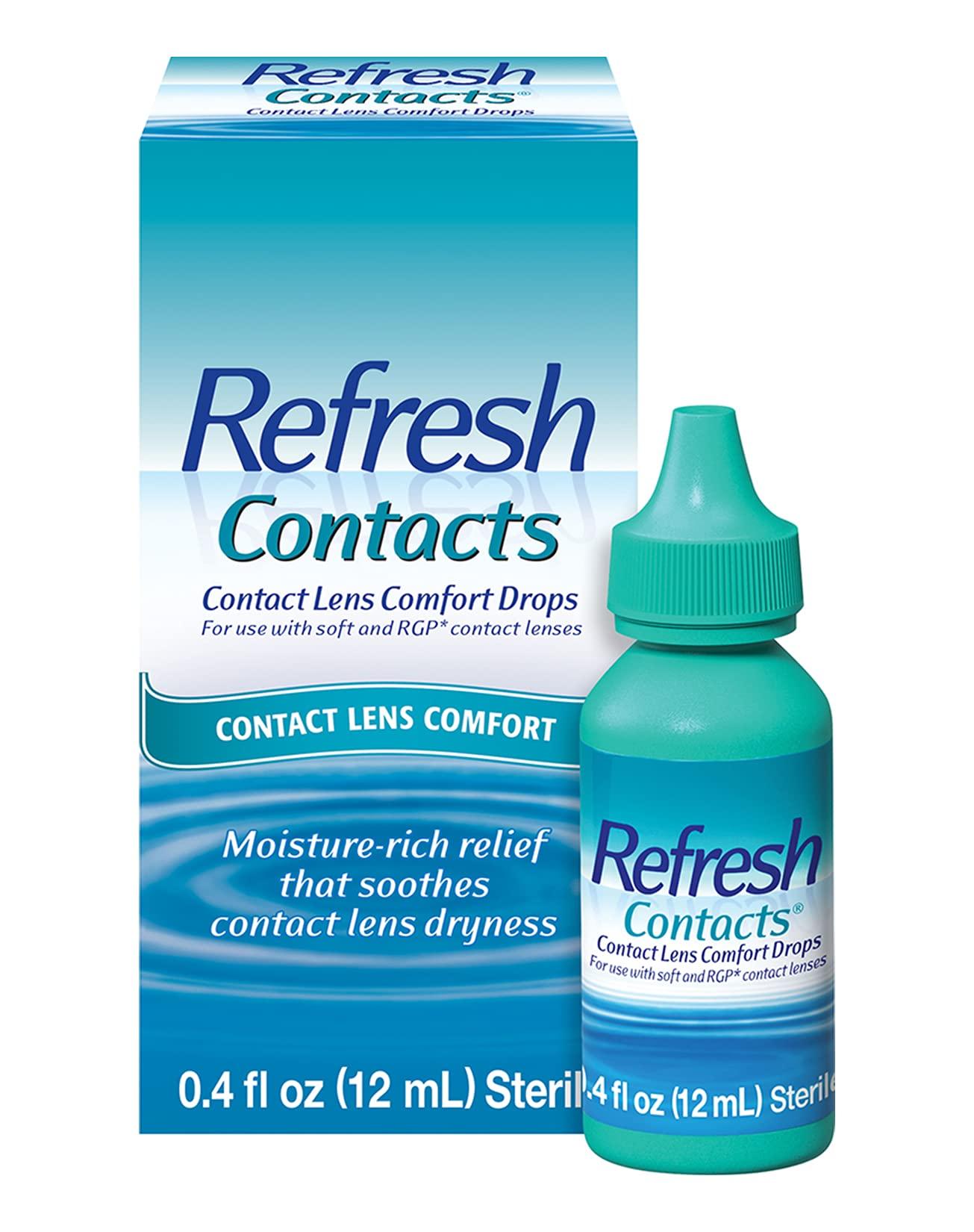 Refresh Contacts, Contact Lens Comfort Drops For Use with Contact Lenses, 0.4 fl oz (12 mL)