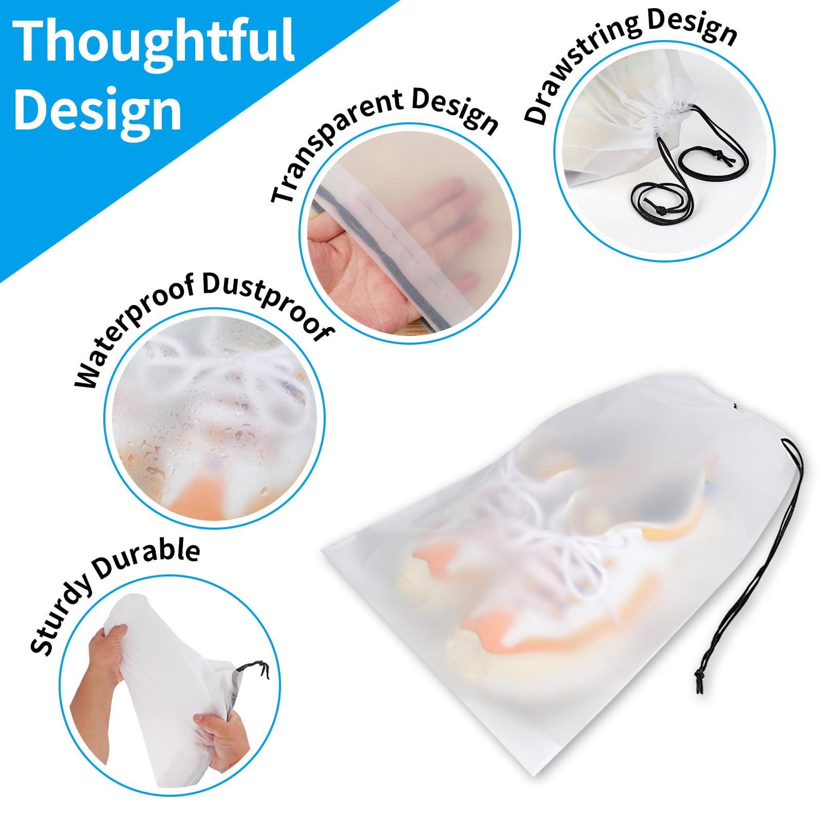 Clear Shoe Bags for Travel 5 PCS, 15.7" x 11.8" Travel Shoe Bags for Packing, Waterproof Drawstring Travel Shoe Storage Bag, Travel Essentials for Men and Women - Image 3