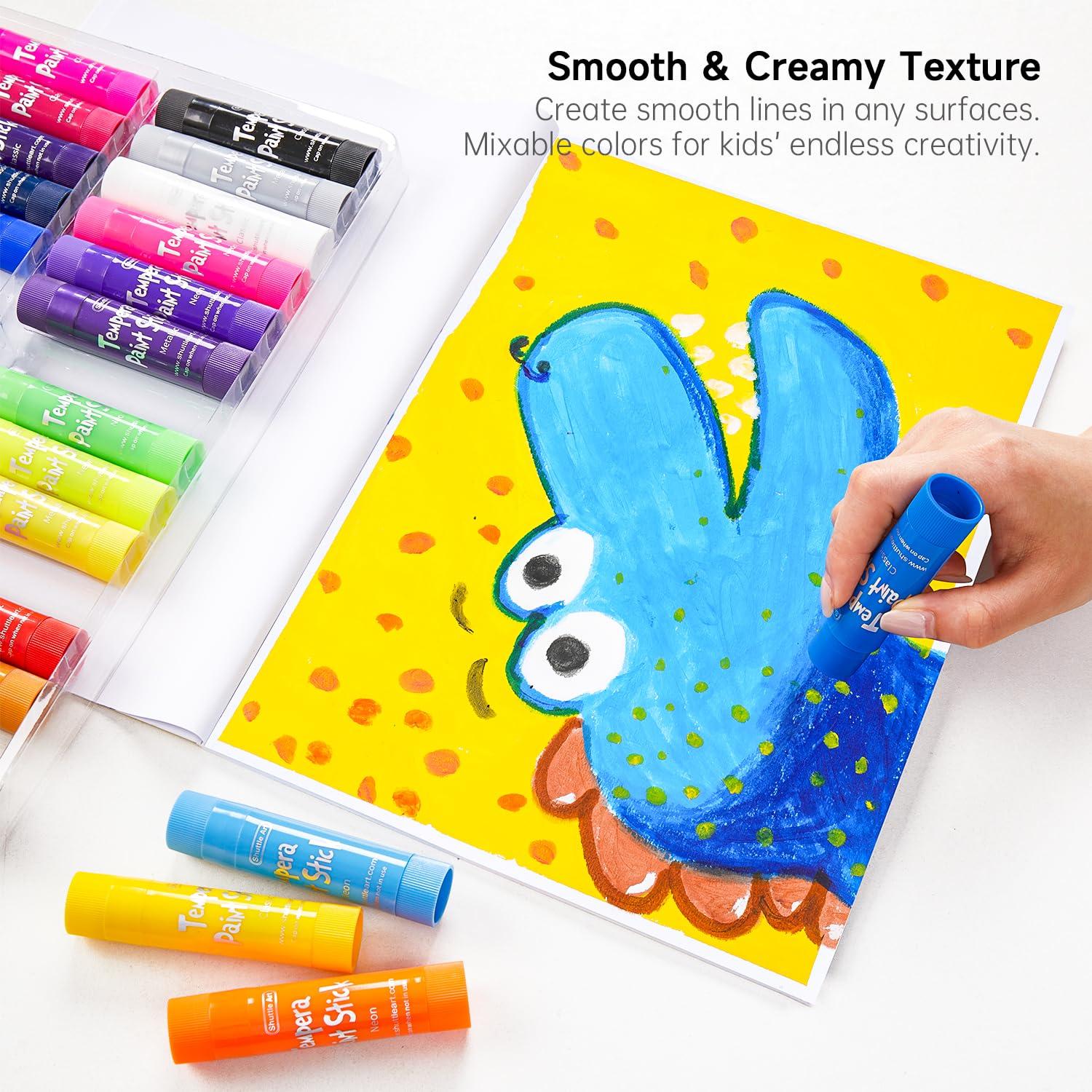 Shuttle Art Tempera Paint Sticks, 32 Colors Solid Tempera Paint for Kids, Super Quick Drying, No-Toxic, Works Great on Paper Wood Glass Ceramic Canvas - Image 6