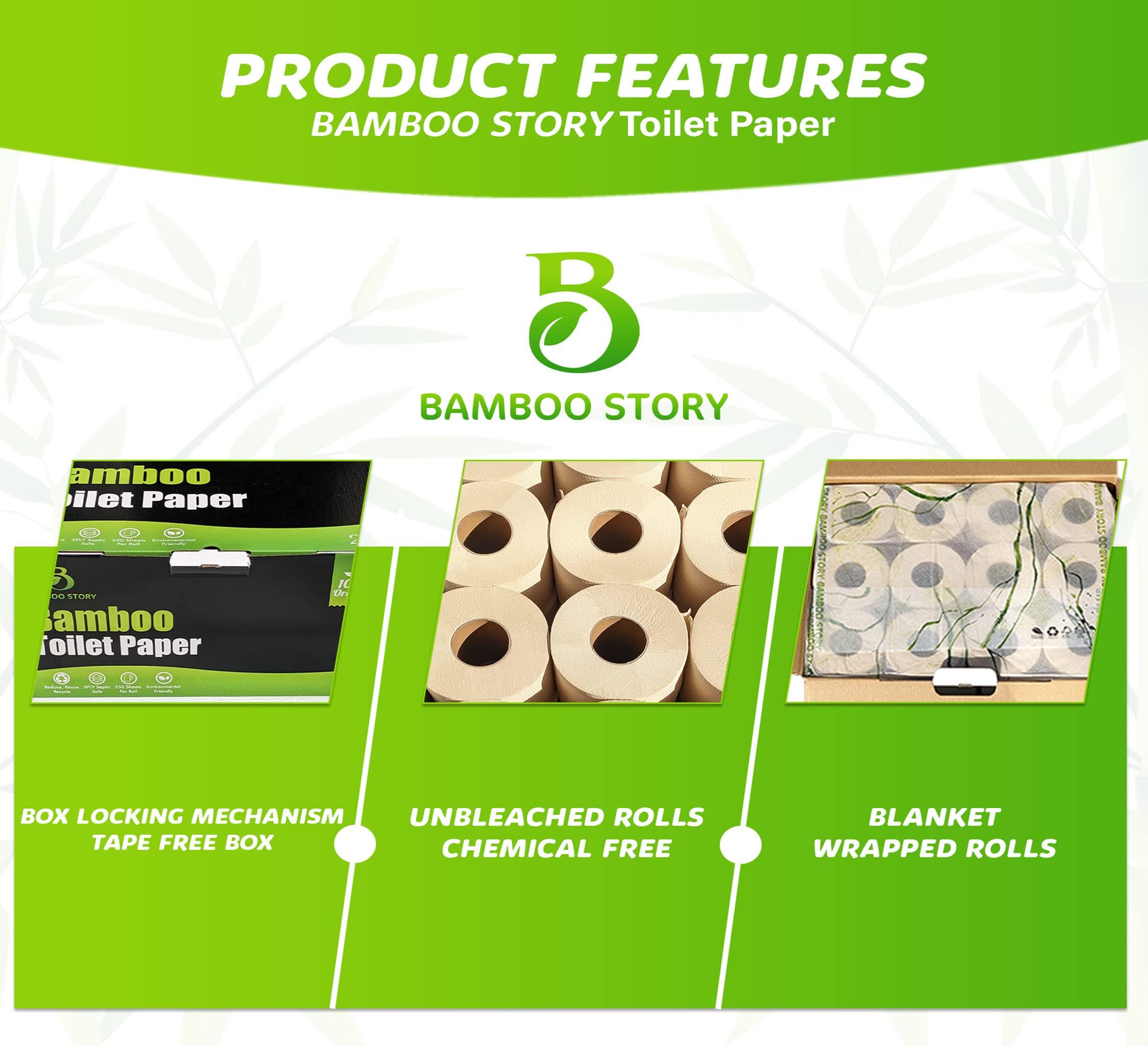 Bamboo Story Premium Bamboo Toilet Paper, PFAS Free, Chemical Free Toilet Paper, Unbleached, (24) 3PLY & 300 Sheets, FSC Certified, Organic Brown, Plant-Based, Tree-Free, Plastic Free, BPA Free (24) - Image 3