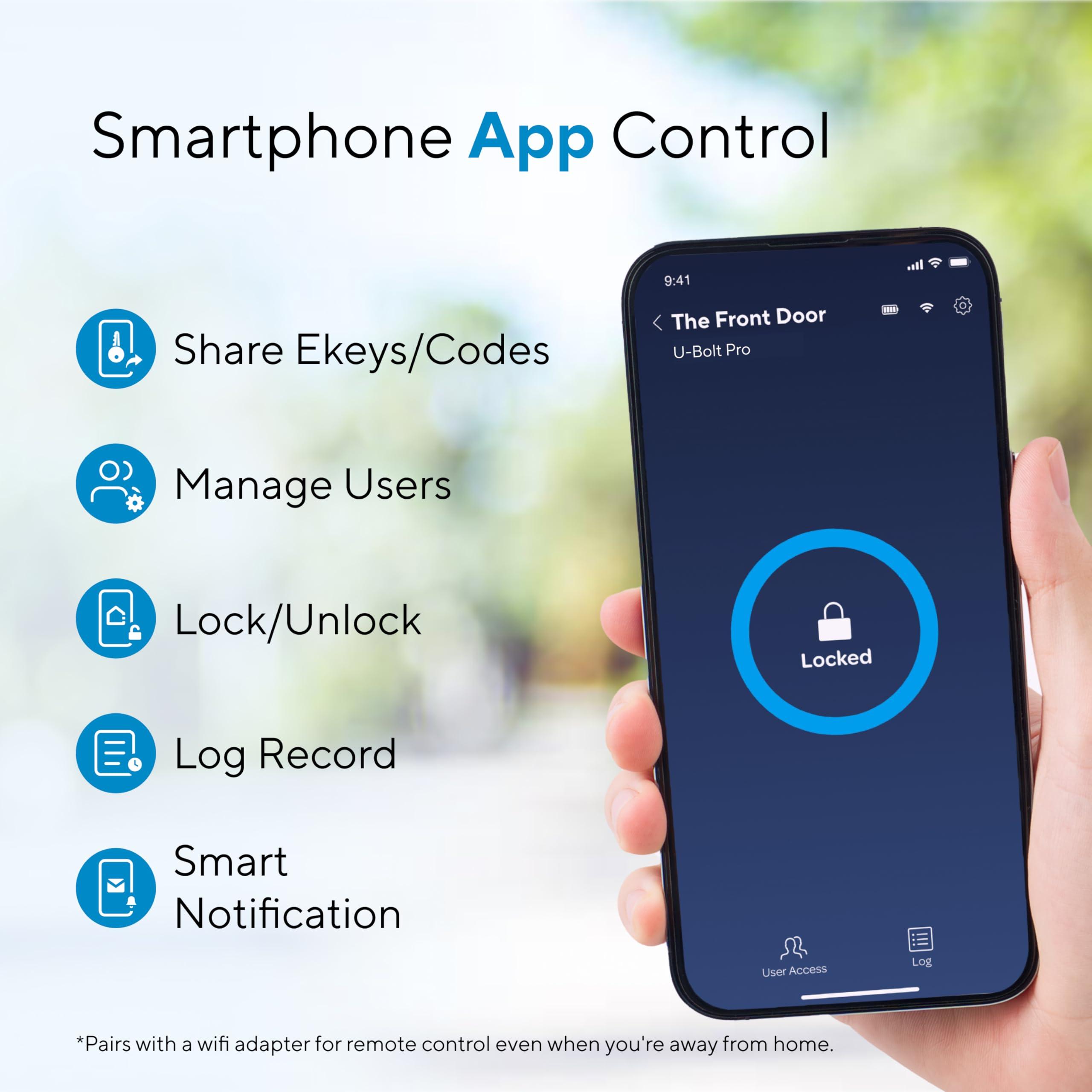 ULTRALOQ Smart Lock U-Bolt Pro, 7-in-1 Fingerprint Keyless Entry Door Lock with App Control, Anti-peep Keypad, Auto Lock, Smart Deadbolt Front Door, IP65 Waterproof, Easy Installation, 1 Year Battery - Image 5